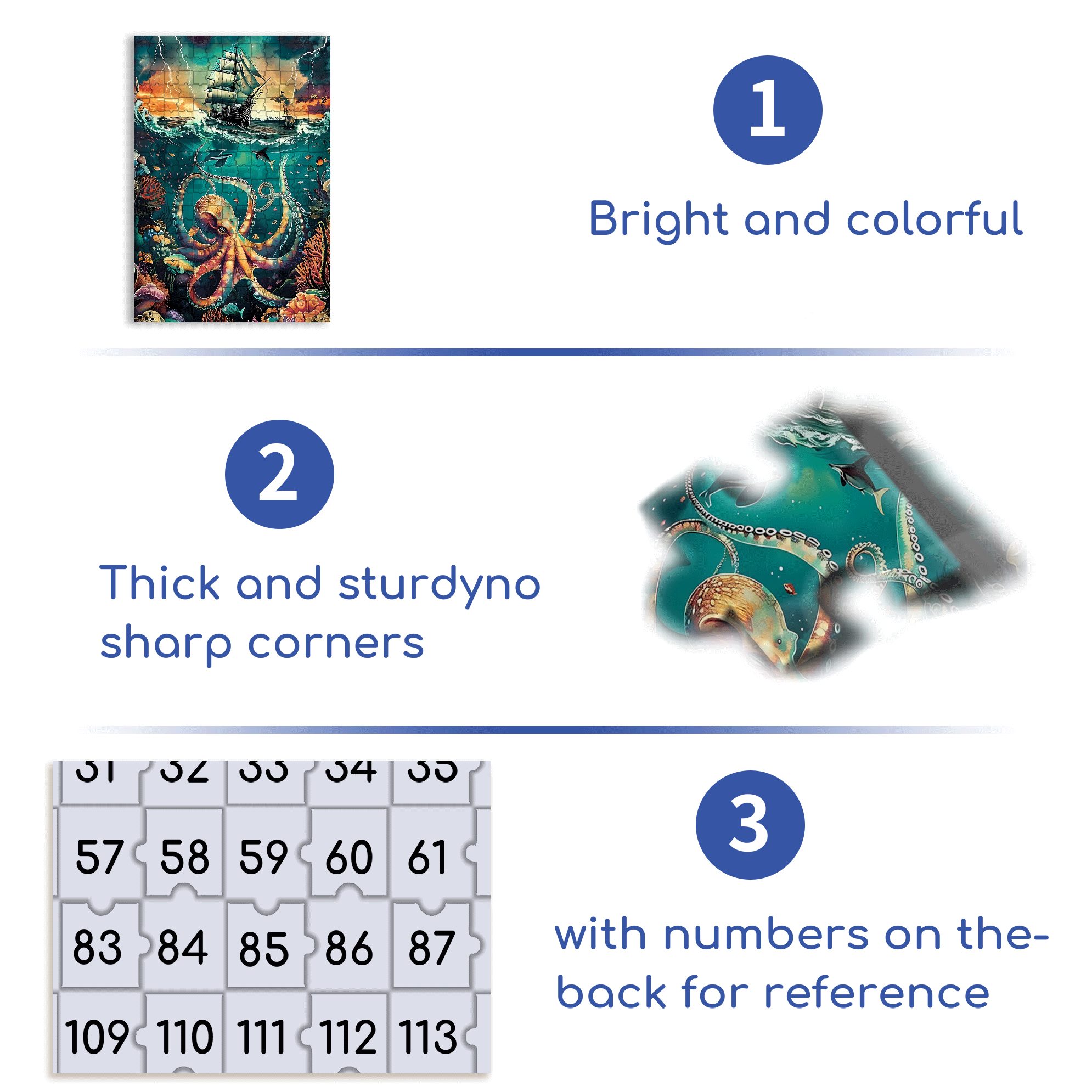 KAYEIUU Ocean Diamond 500pcs/1000pcs Jigsaw Puzzle, Scratch-Resistant, Interactive Family Game & Brain-Boosting DIY Decor, Perfect for Halloween, Christmas & New Year Gifts, Family Puzzle Game