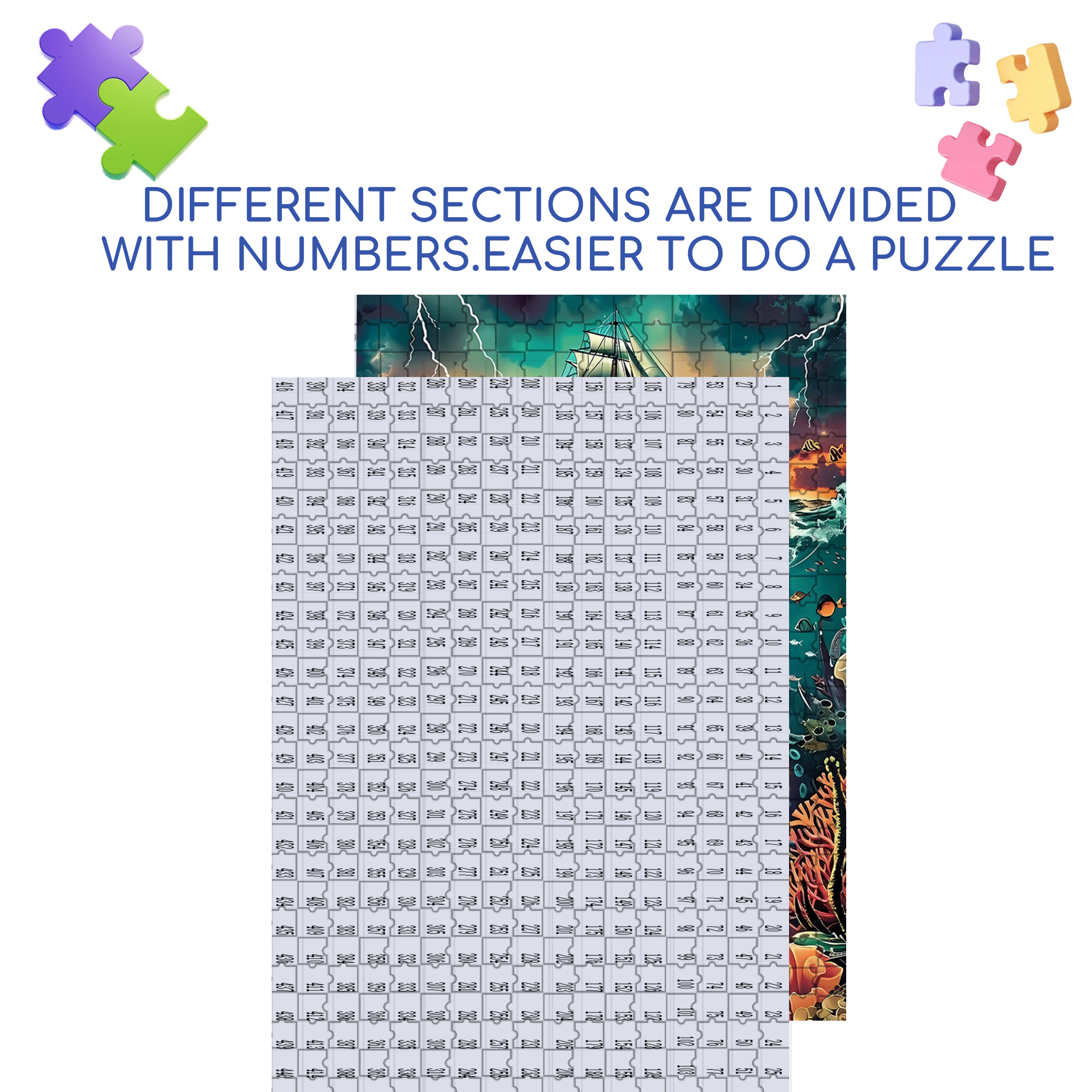 KAYEIUU Ocean Diamond 500pcs/1000pcs Jigsaw Puzzle, Scratch-Resistant, Interactive Family Game & Brain-Boosting DIY Decor, Perfect for Halloween, Christmas & New Year Gifts, Family Puzzle Game