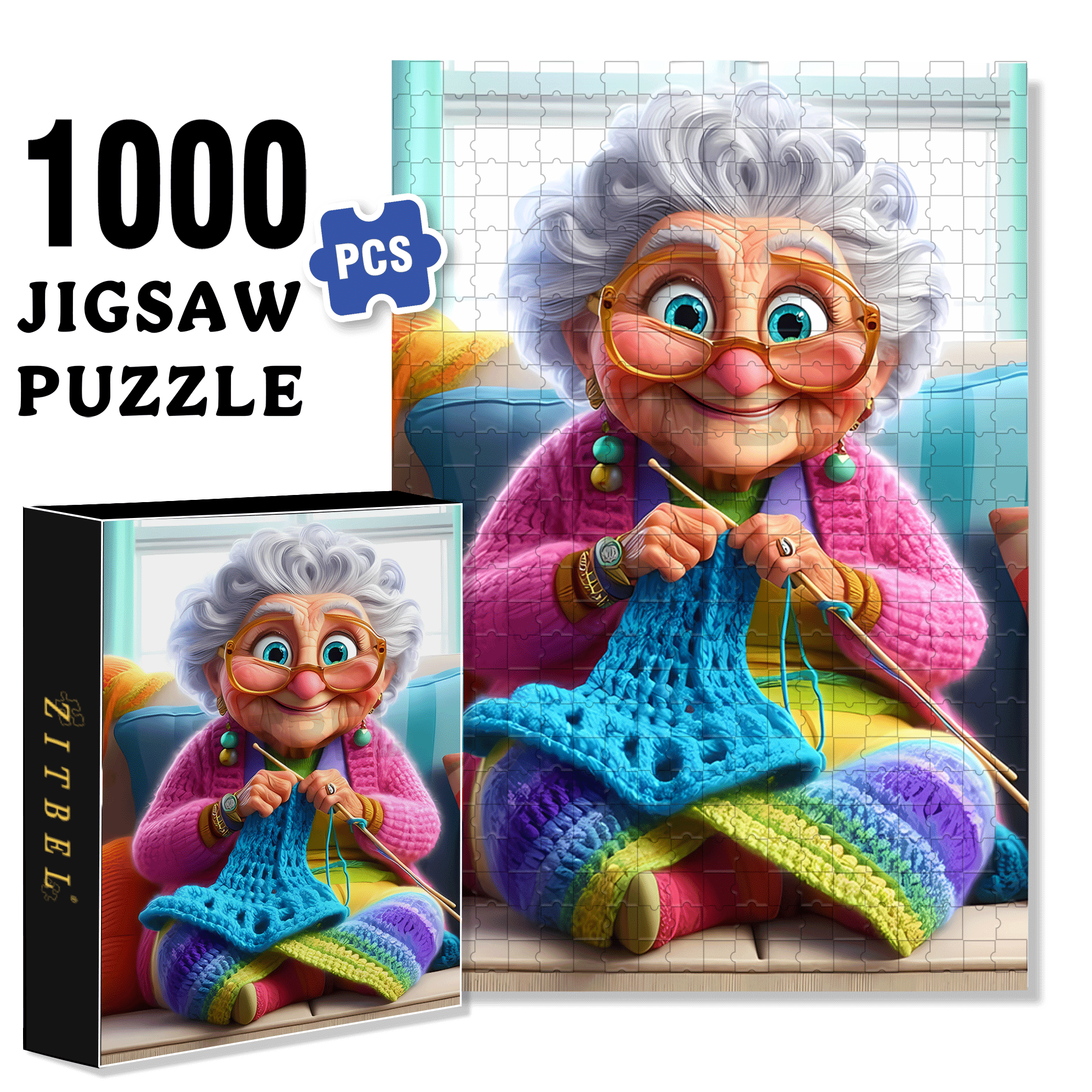 Knitting Fanatic 500pcs/1000pcs Jigsaw Puzzle, Scratch-Resistant, Interactive Family Game & Brain-Boosting DIY Decor, Perfect for Halloween, Christmas & New Year Gifts, Family Puzzle Game