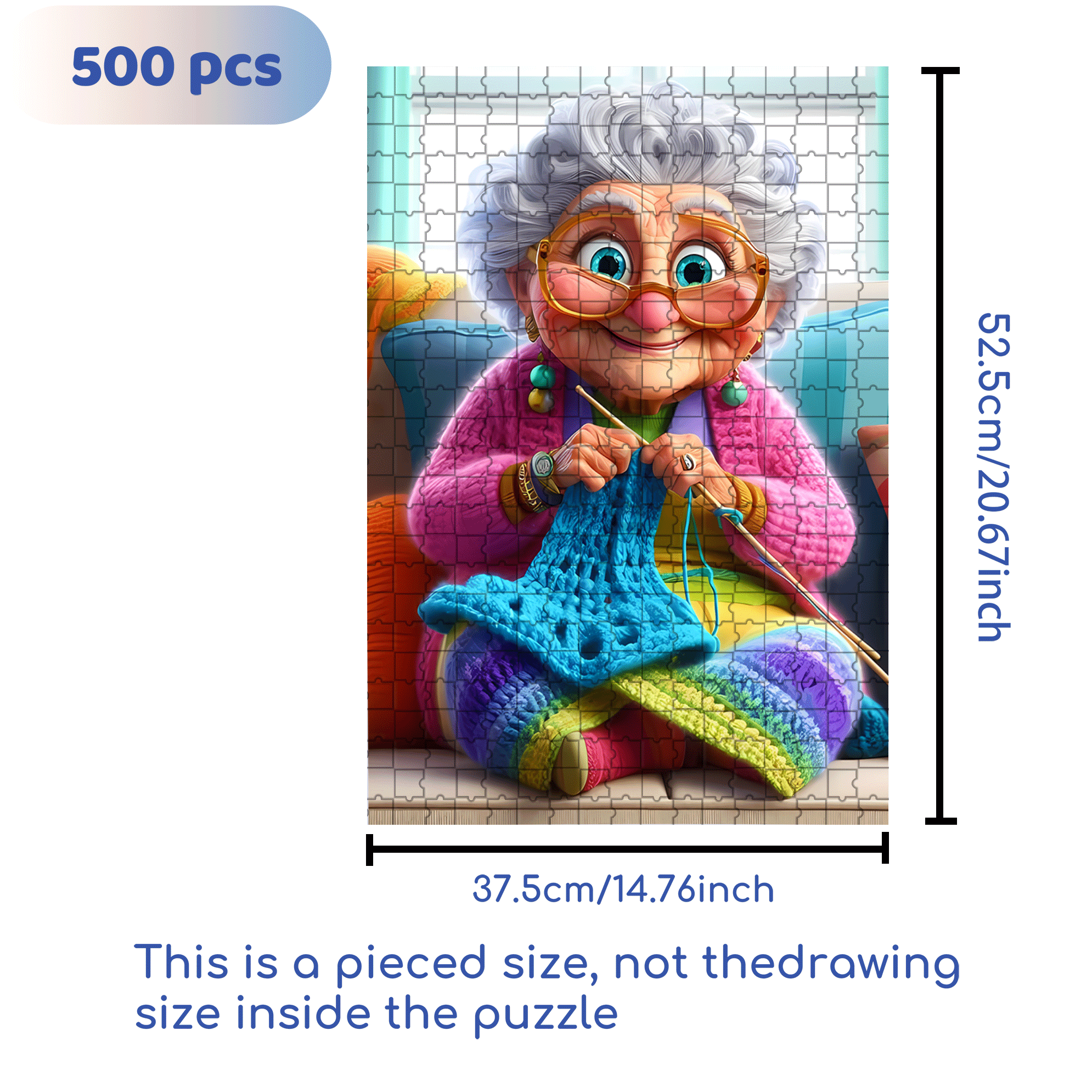 Knitting Fanatic 500pcs/1000pcs Jigsaw Puzzle, Scratch-Resistant, Interactive Family Game & Brain-Boosting DIY Decor, Perfect for Halloween, Christmas & New Year Gifts, Family Puzzle Game