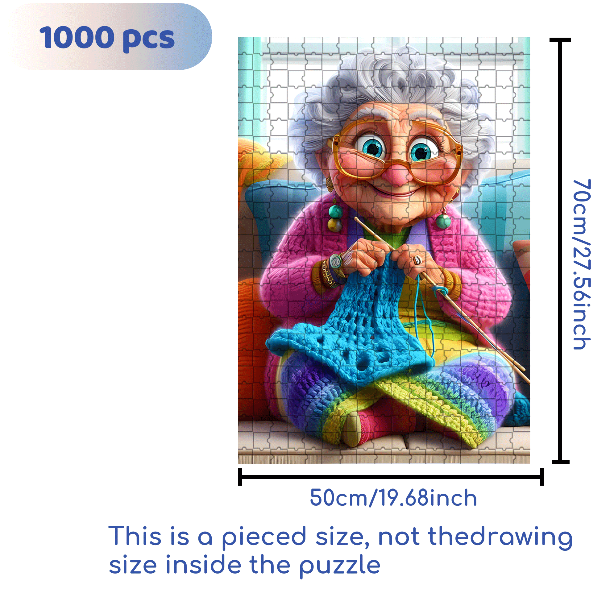 Knitting Fanatic 500pcs/1000pcs Jigsaw Puzzle, Scratch-Resistant, Interactive Family Game & Brain-Boosting DIY Decor, Perfect for Halloween, Christmas & New Year Gifts, Family Puzzle Game