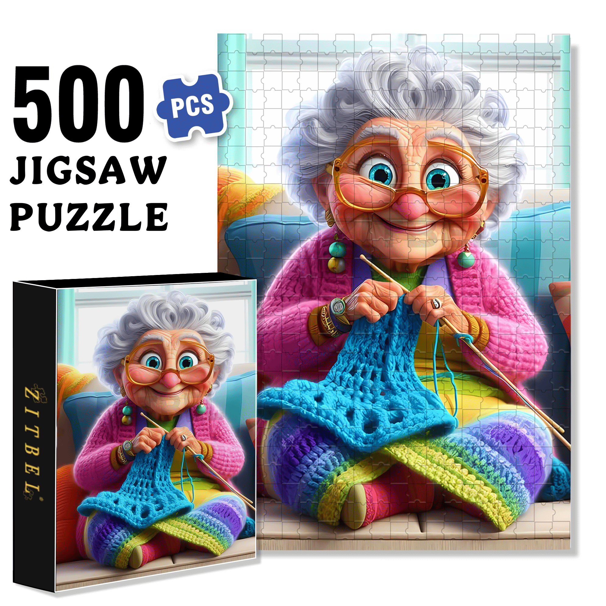 Knitting Fanatic 500pcs/1000pcs Jigsaw Puzzle, Scratch-Resistant, Interactive Family Game & Brain-Boosting DIY Decor, Perfect for Halloween, Christmas & New Year Gifts, Family Puzzle Game