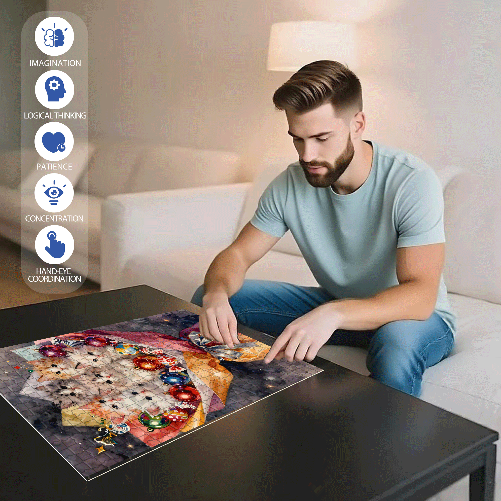 Love It 500pcs/1000pcs Jigsaw Puzzle, Scratch-Resistant, Interactive Family Game & Brain-Boosting DIY Decor, Perfect for Halloween, Christmas & New Year Gifts, Family Puzzle Game