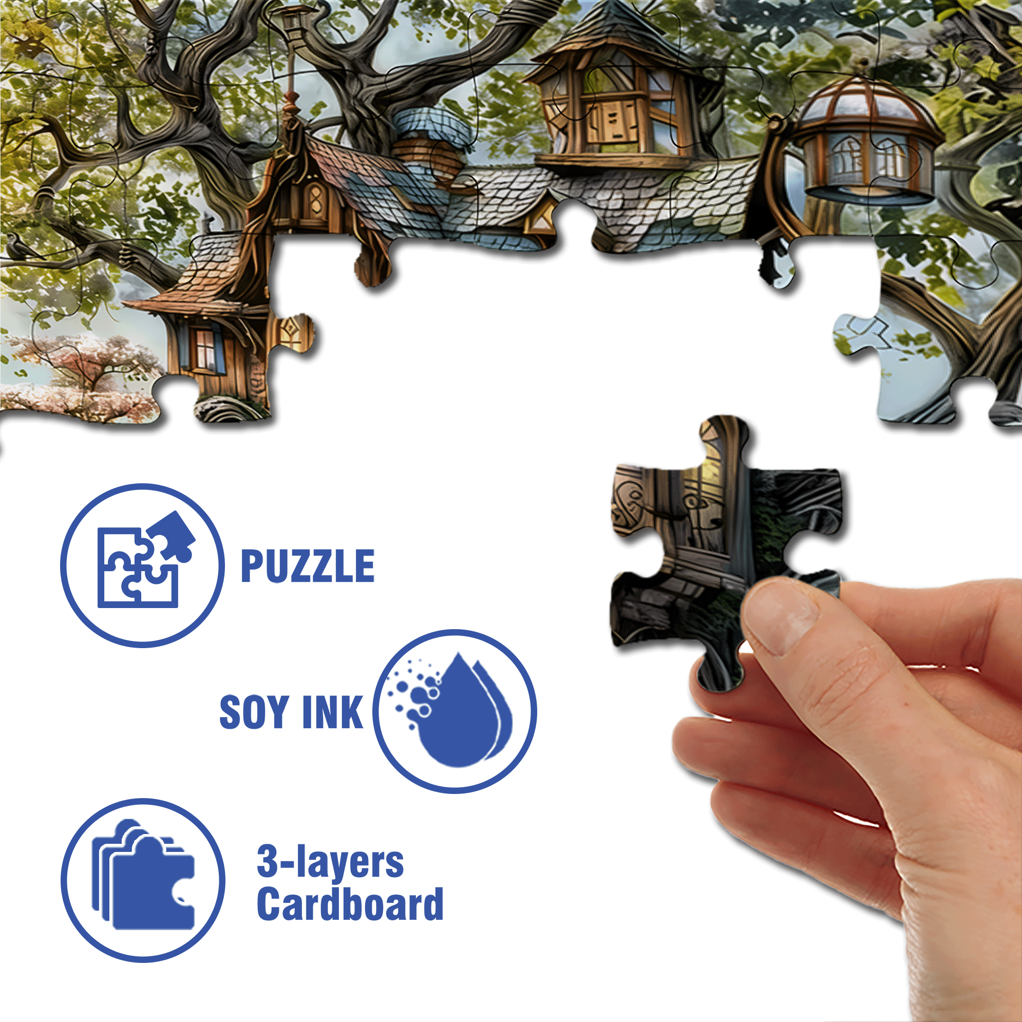 Magic Tree House 500pcs/1000pcs Jigsaw Puzzle, Scratch-Resistant, Interactive Family Game & Brain-Boosting DIY Decor, Perfect for Halloween, Christmas & New Year Gifts, Family Puzzle Game