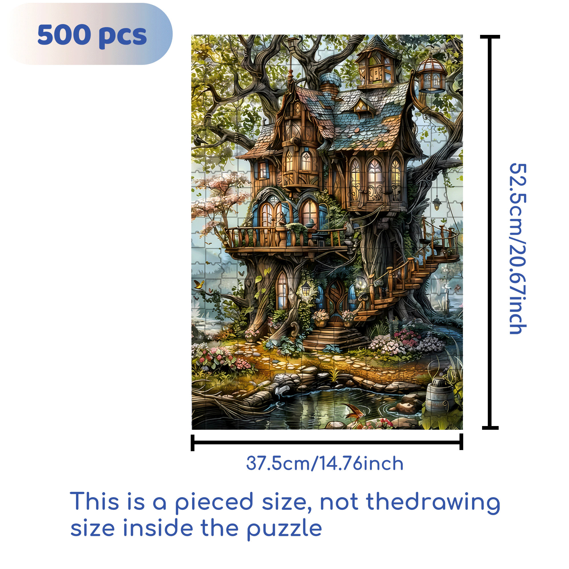 Magic Tree House 500pcs/1000pcs Jigsaw Puzzle, Scratch-Resistant, Interactive Family Game & Brain-Boosting DIY Decor, Perfect for Halloween, Christmas & New Year Gifts, Family Puzzle Game