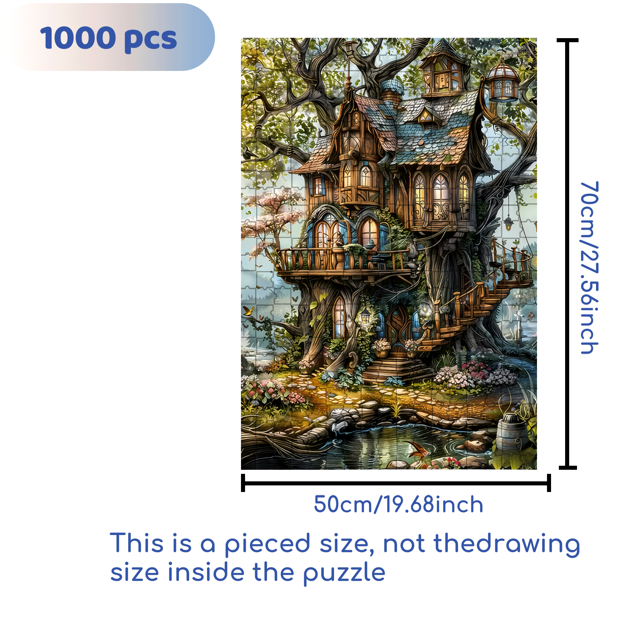 Magic Tree House 500pcs/1000pcs Jigsaw Puzzle, Scratch-Resistant, Interactive Family Game & Brain-Boosting DIY Decor, Perfect for Halloween, Christmas & New Year Gifts, Family Puzzle Game