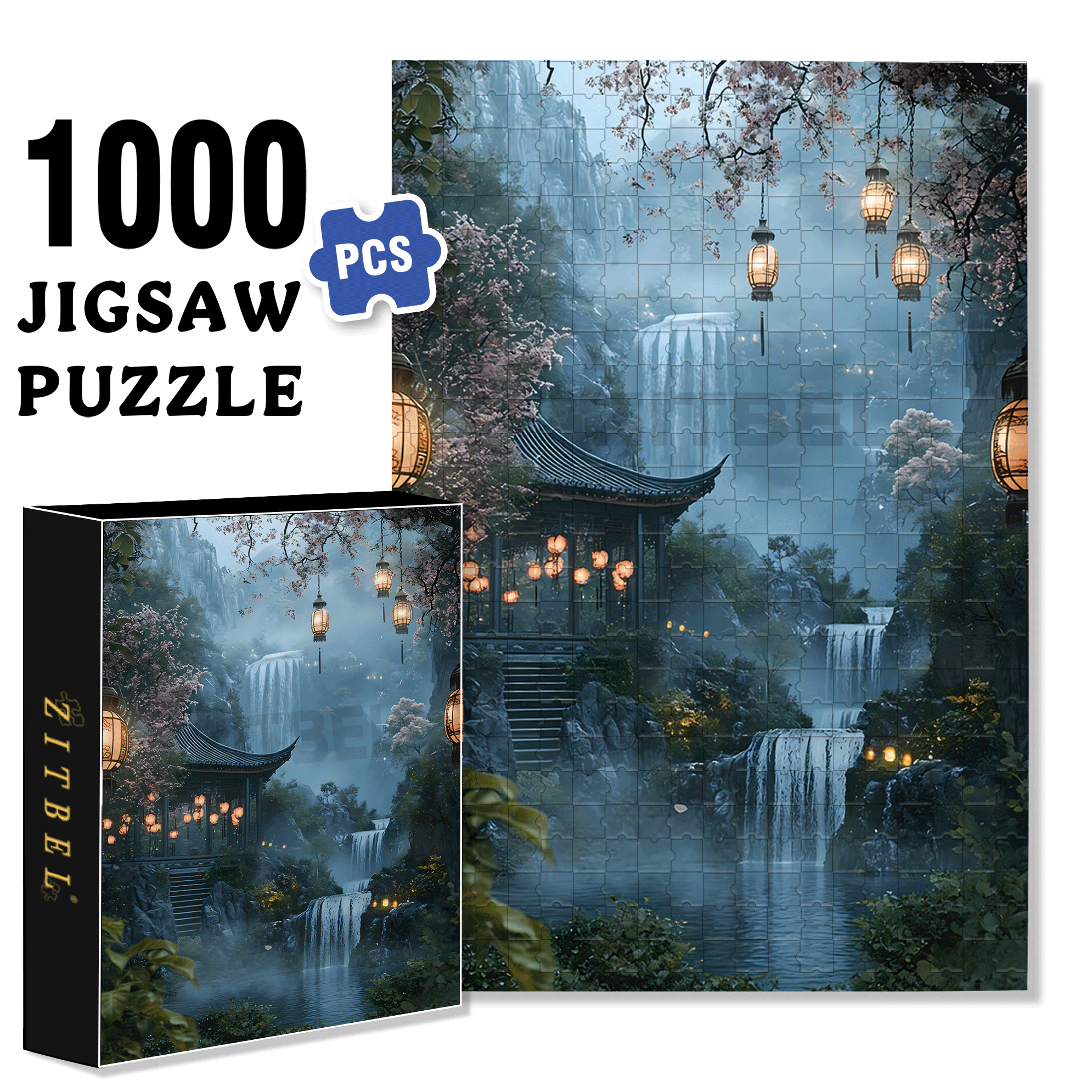 Misty Waterfall 500pcs/1000pcs Jigsaw Puzzle, Scratch-Resistant, Interactive Family Game & Brain-Boosting DIY Decor, Perfect for Halloween, Christmas & New Year Gifts, Family Puzzle Game
