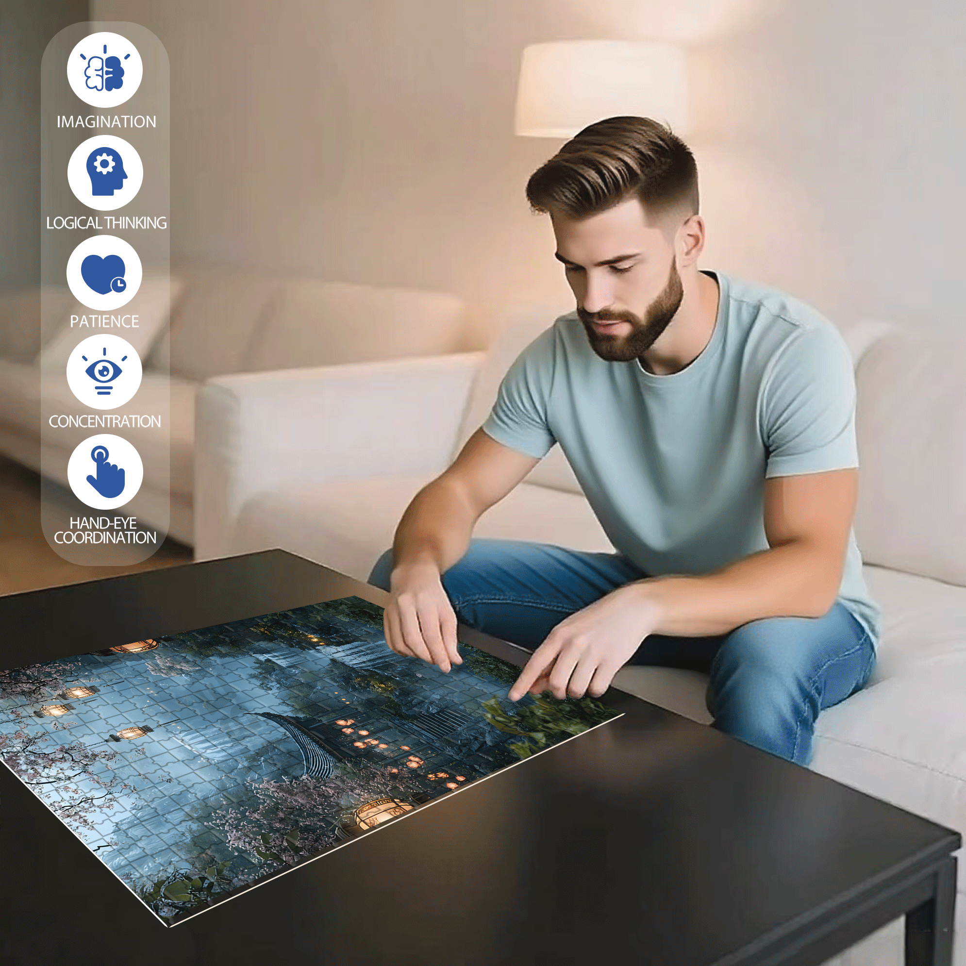 Misty Waterfall 500pcs/1000pcs Jigsaw Puzzle, Scratch-Resistant, Interactive Family Game & Brain-Boosting DIY Decor, Perfect for Halloween, Christmas & New Year Gifts, Family Puzzle Game