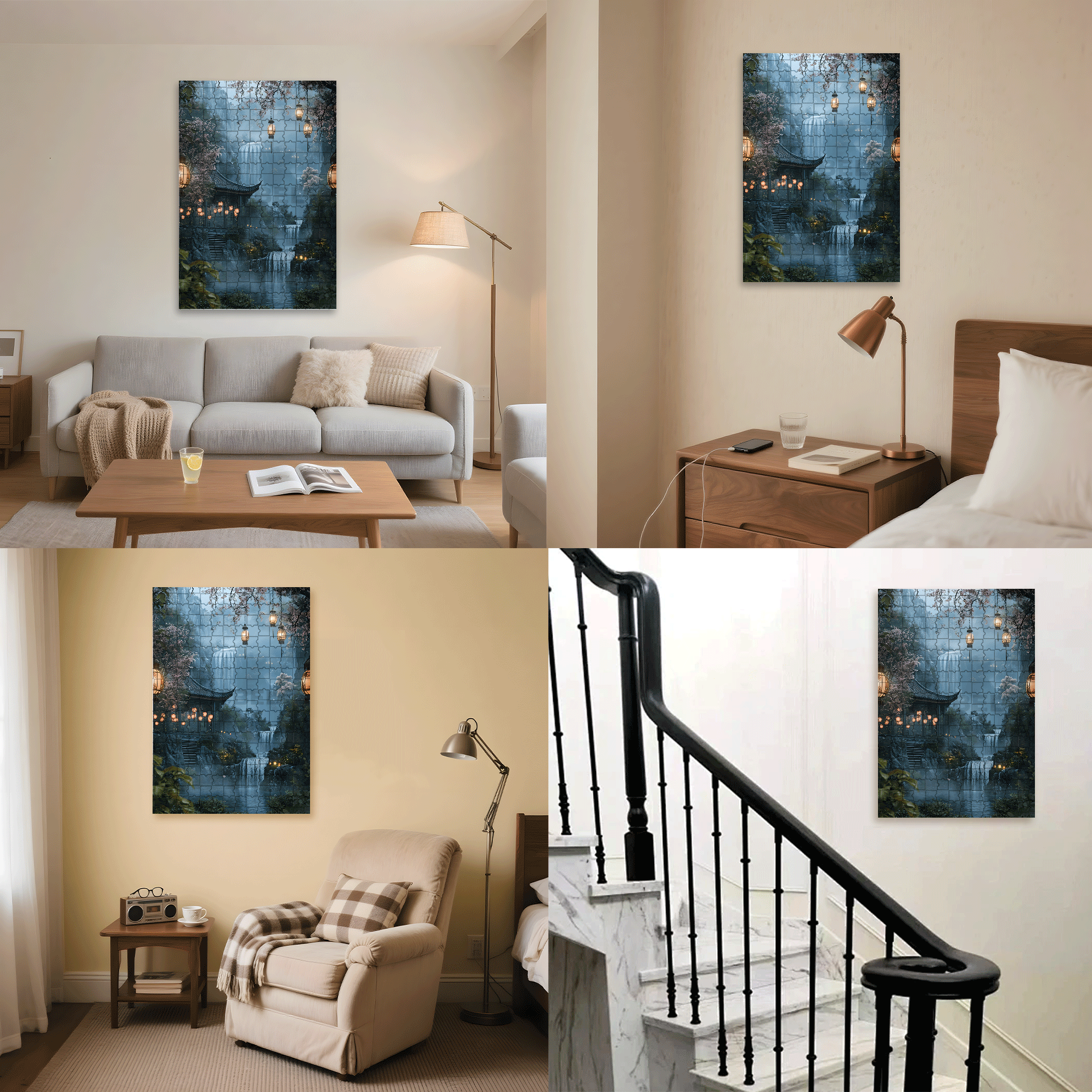 Misty Waterfall 500pcs/1000pcs Jigsaw Puzzle, Scratch-Resistant, Interactive Family Game & Brain-Boosting DIY Decor, Perfect for Halloween, Christmas & New Year Gifts, Family Puzzle Game