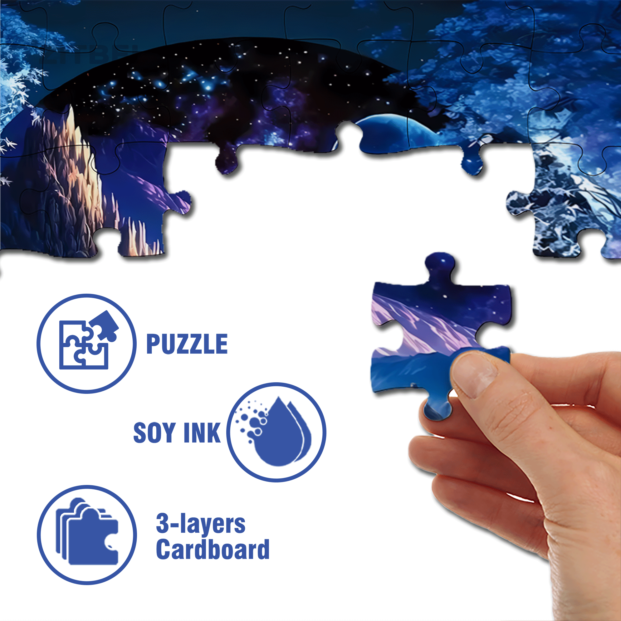 Moonlight Mountain Lake 500pcs/1000pcs Jigsaw Puzzle, Scratch-Resistant, Interactive Family Game & Brain-Boosting DIY Decor, Perfect for Halloween, Christmas & New Year Gifts, Family Puzzle Game