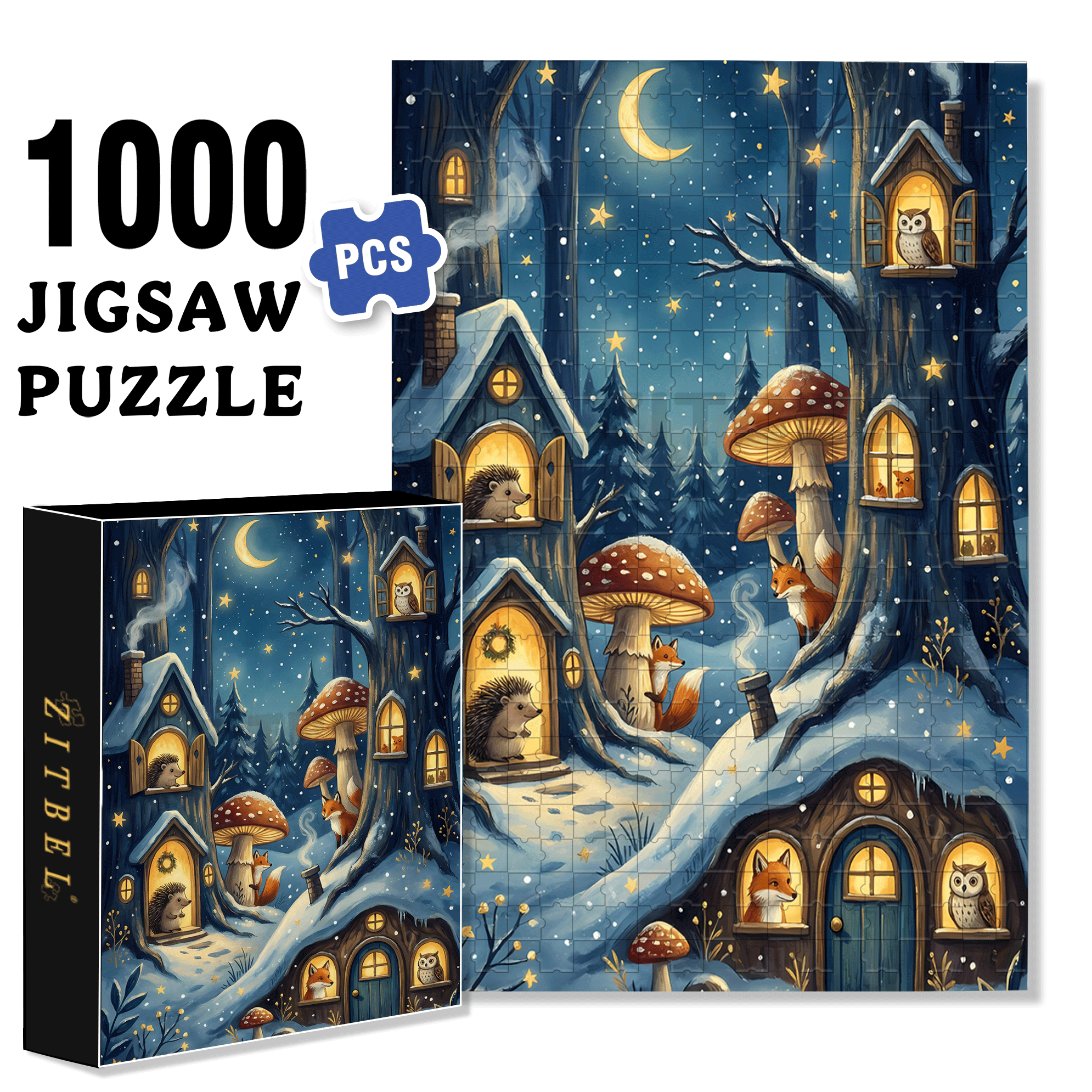 Moonlight Tree House 500pcs/1000pcs Jigsaw Puzzle, Scratch-Resistant, Interactive Family Game & Brain-Boosting DIY Decor, Perfect for Halloween, Christmas & New Year Gifts, Family Puzzle Game