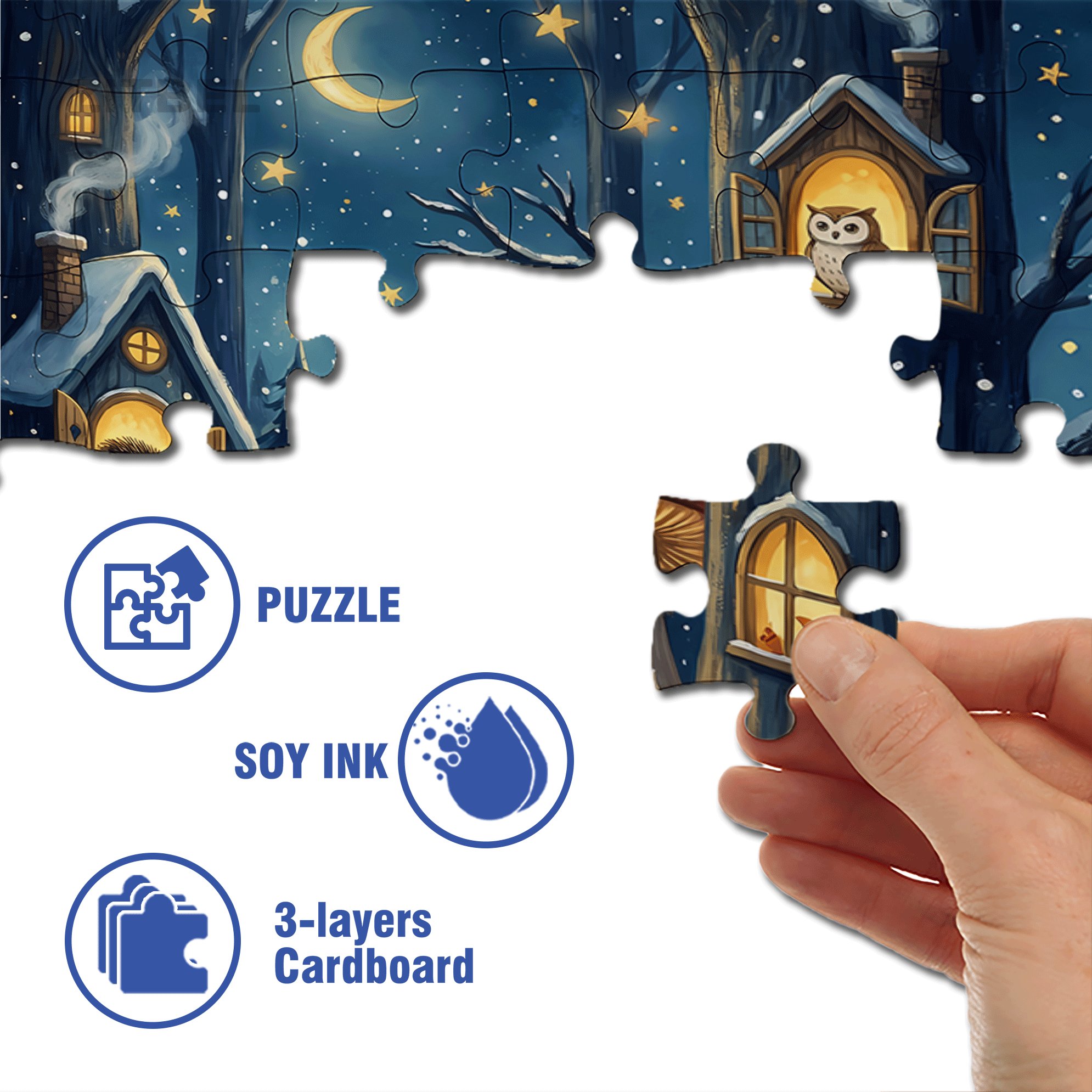Moonlight Tree House 500pcs/1000pcs Jigsaw Puzzle, Scratch-Resistant, Interactive Family Game & Brain-Boosting DIY Decor, Perfect for Halloween, Christmas & New Year Gifts, Family Puzzle Game