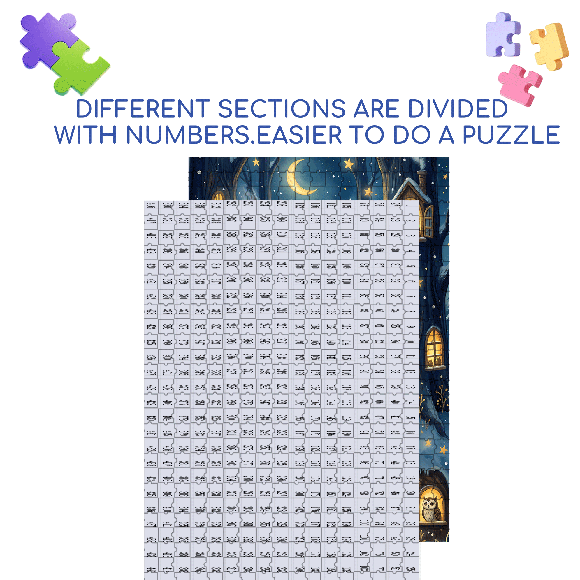 Moonlight Tree House 500pcs/1000pcs Jigsaw Puzzle, Scratch-Resistant, Interactive Family Game & Brain-Boosting DIY Decor, Perfect for Halloween, Christmas & New Year Gifts, Family Puzzle Game