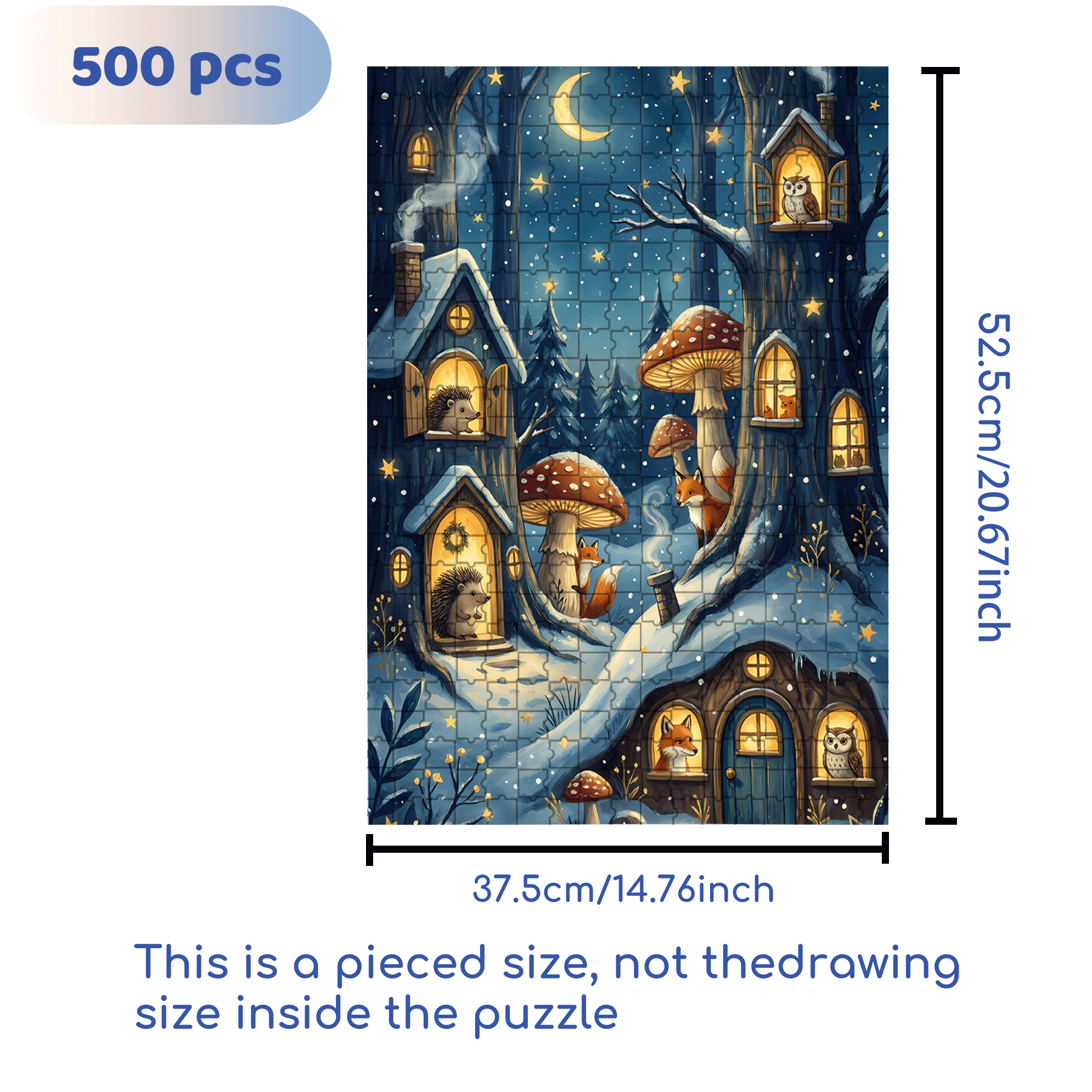 Moonlight Tree House 500pcs/1000pcs Jigsaw Puzzle, Scratch-Resistant, Interactive Family Game & Brain-Boosting DIY Decor, Perfect for Halloween, Christmas & New Year Gifts, Family Puzzle Game
