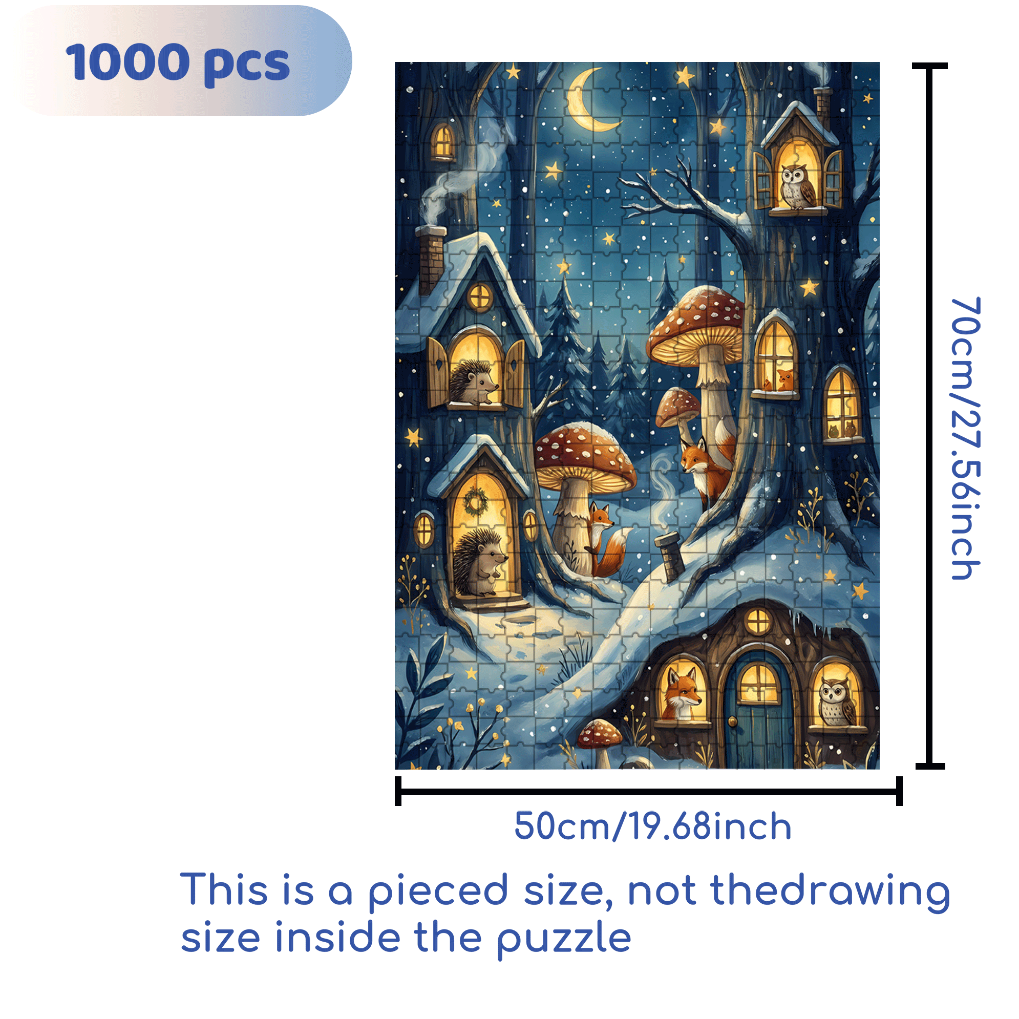Moonlight Tree House 500pcs/1000pcs Jigsaw Puzzle, Scratch-Resistant, Interactive Family Game & Brain-Boosting DIY Decor, Perfect for Halloween, Christmas & New Year Gifts, Family Puzzle Game
