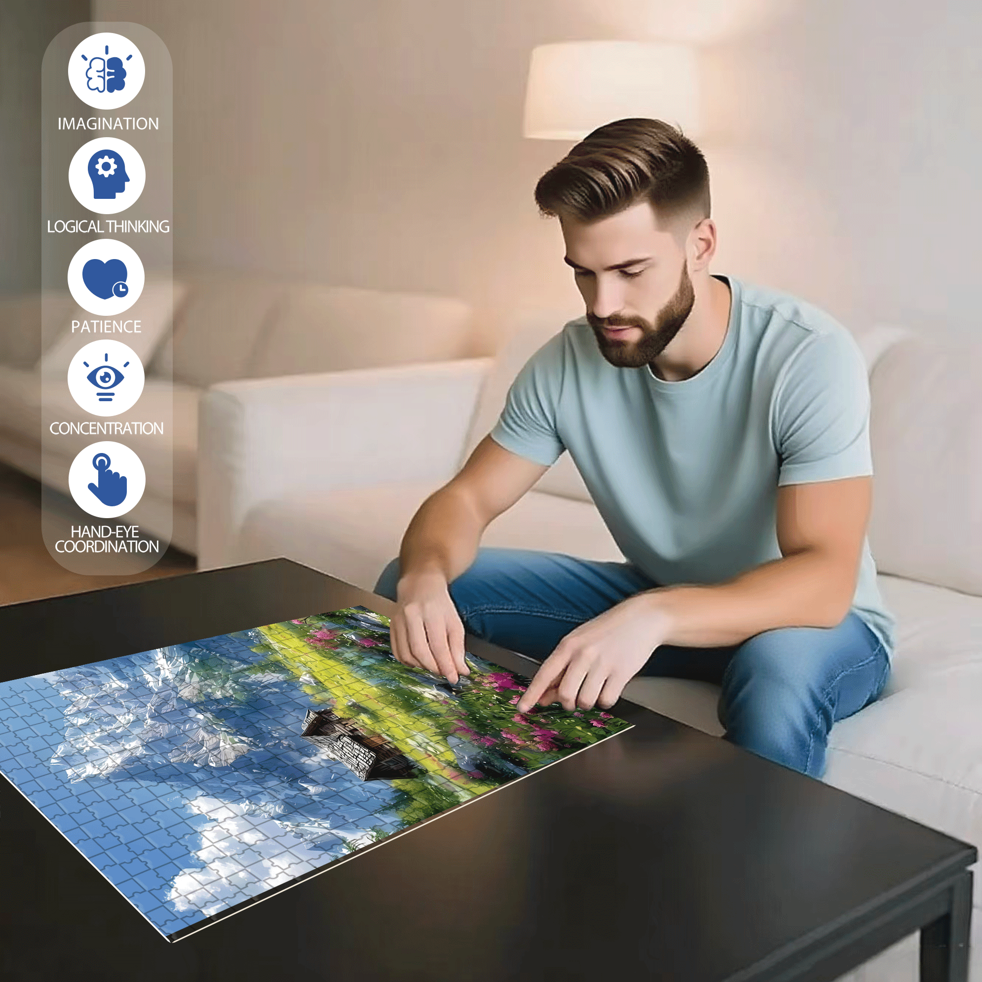 Mountain Dwellers 500pcs/1000pcs Jigsaw Puzzle, Scratch-Resistant, Interactive Family Game & Brain-Boosting DIY Decor, Perfect for Halloween, Christmas & New Year Gifts, Family Puzzle Game