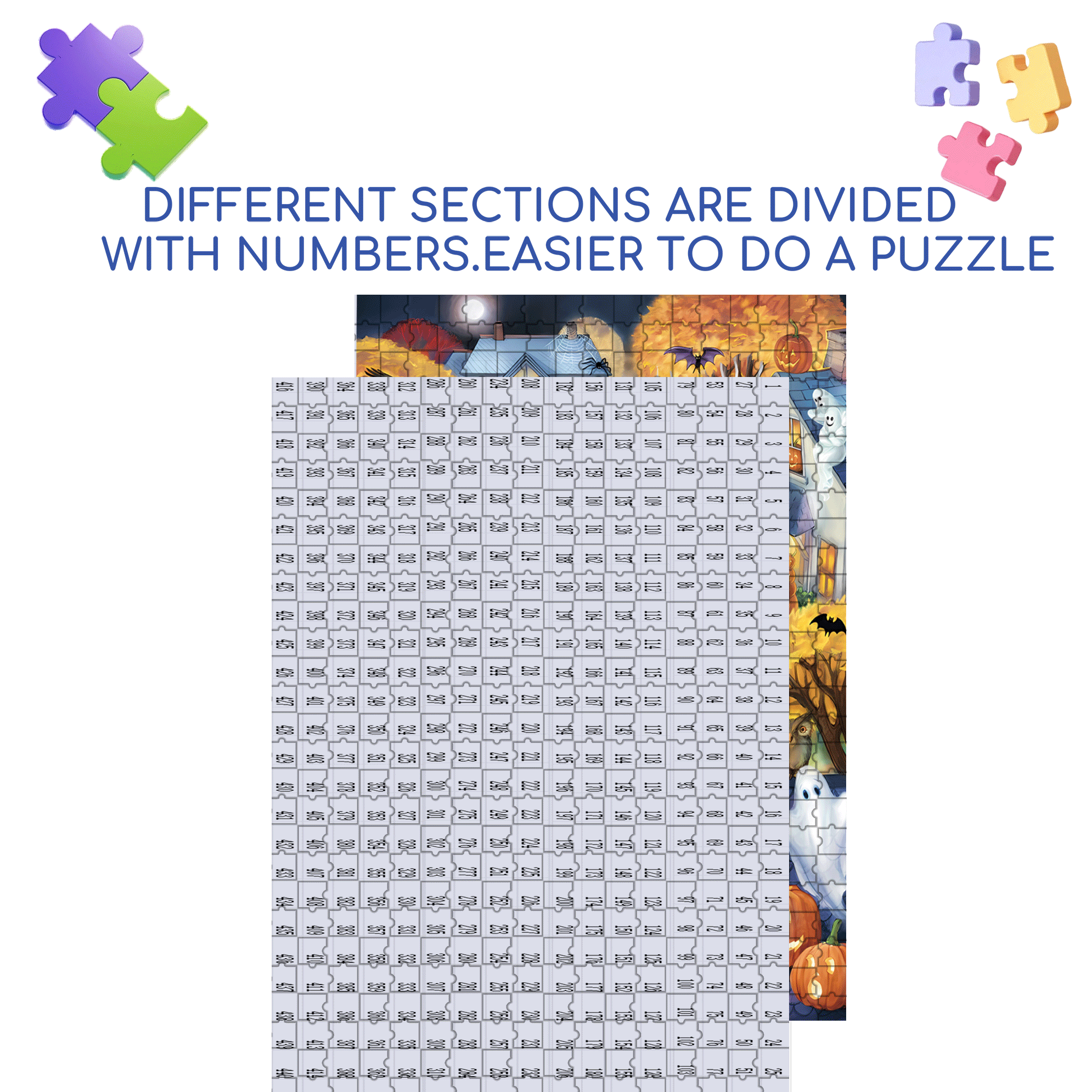 My Halloween Town 500pcs/1000pcs Jigsaw Puzzle, Scratch-Resistant, Interactive Family Game & Brain-Boosting DIY Decor, Perfect for Halloween, Christmas & New Year Gifts, Family Puzzle Game