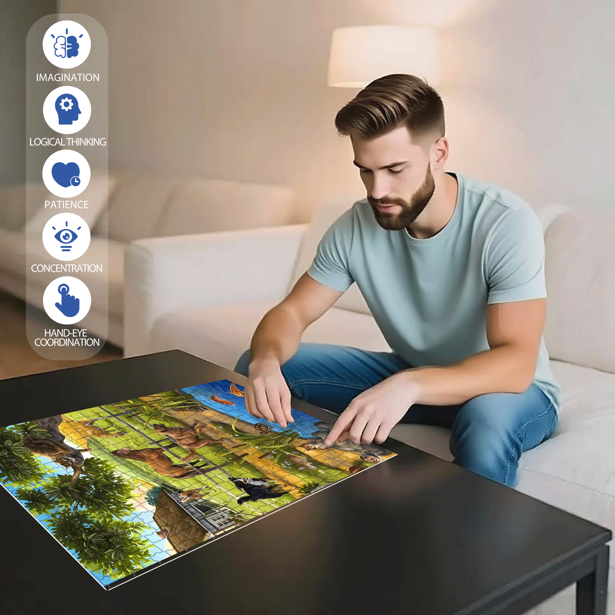 Pets 500pcs/1000pcs Jigsaw Puzzle, Scratch-Resistant, Interactive Family Game & Brain-Boosting DIY Decor, Perfect for Halloween, Christmas & New Year Gifts, Family Puzzle Game