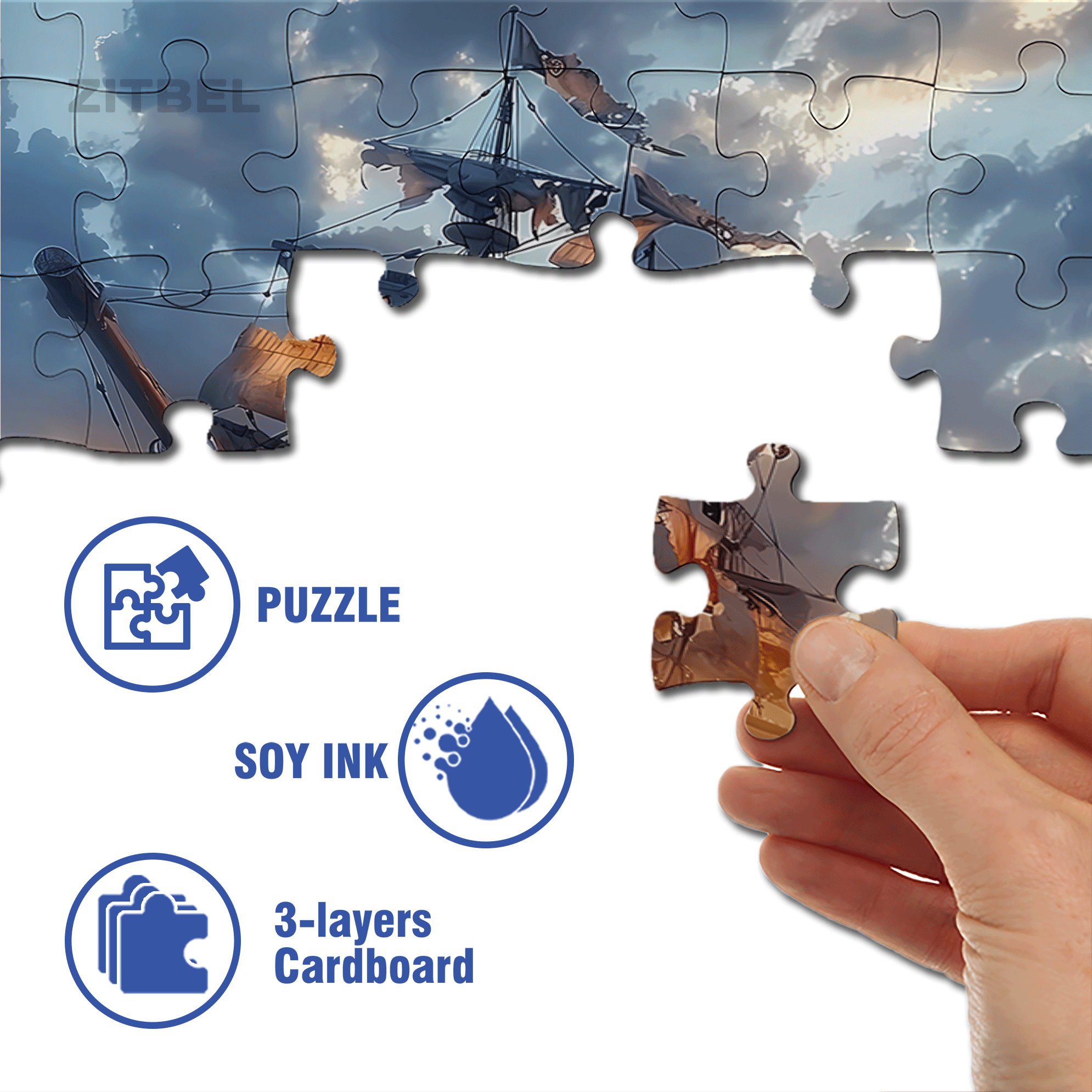 Pirate Boat 500pcs/1000pcs Jigsaw Puzzle, Scratch-Resistant, Interactive Family Game & Brain-Boosting DIY Decor, Perfect for Halloween, Christmas & New Year Gifts, Family Puzzle Game