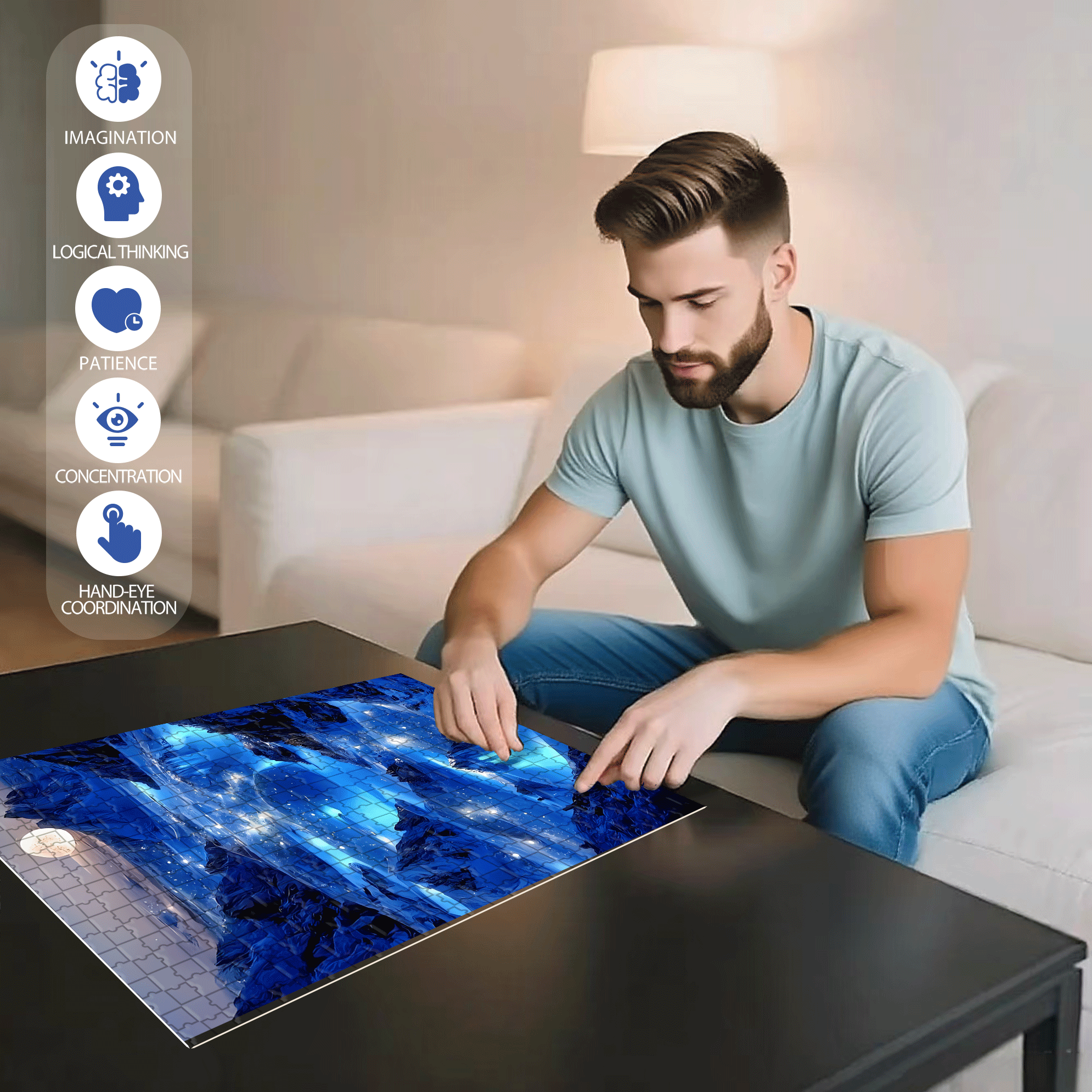 Polo Art 500pcs/1000pcs Jigsaw Puzzle, Scratch-Resistant, Interactive Family Game & Brain-Boosting DIY Decor, Perfect for Halloween, Christmas & New Year Gifts, Family Puzzle Game