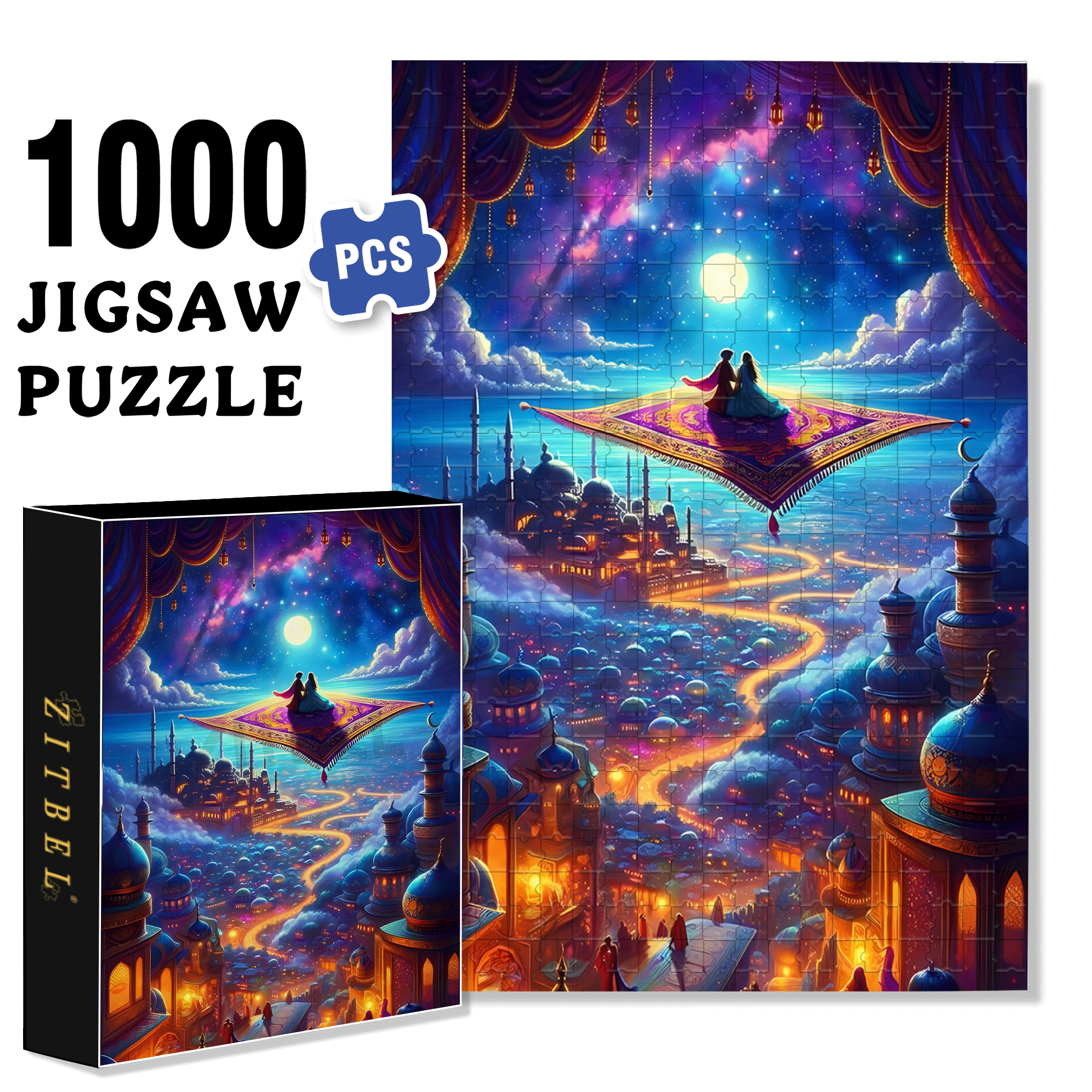 Princess Jasmine 500pcs/1000pcs Jigsaw Puzzle, Scratch-Resistant, Interactive Family Game & Brain-Boosting DIY Decor, Perfect for Halloween, Christmas & New Year Gifts, Family Puzzle Game