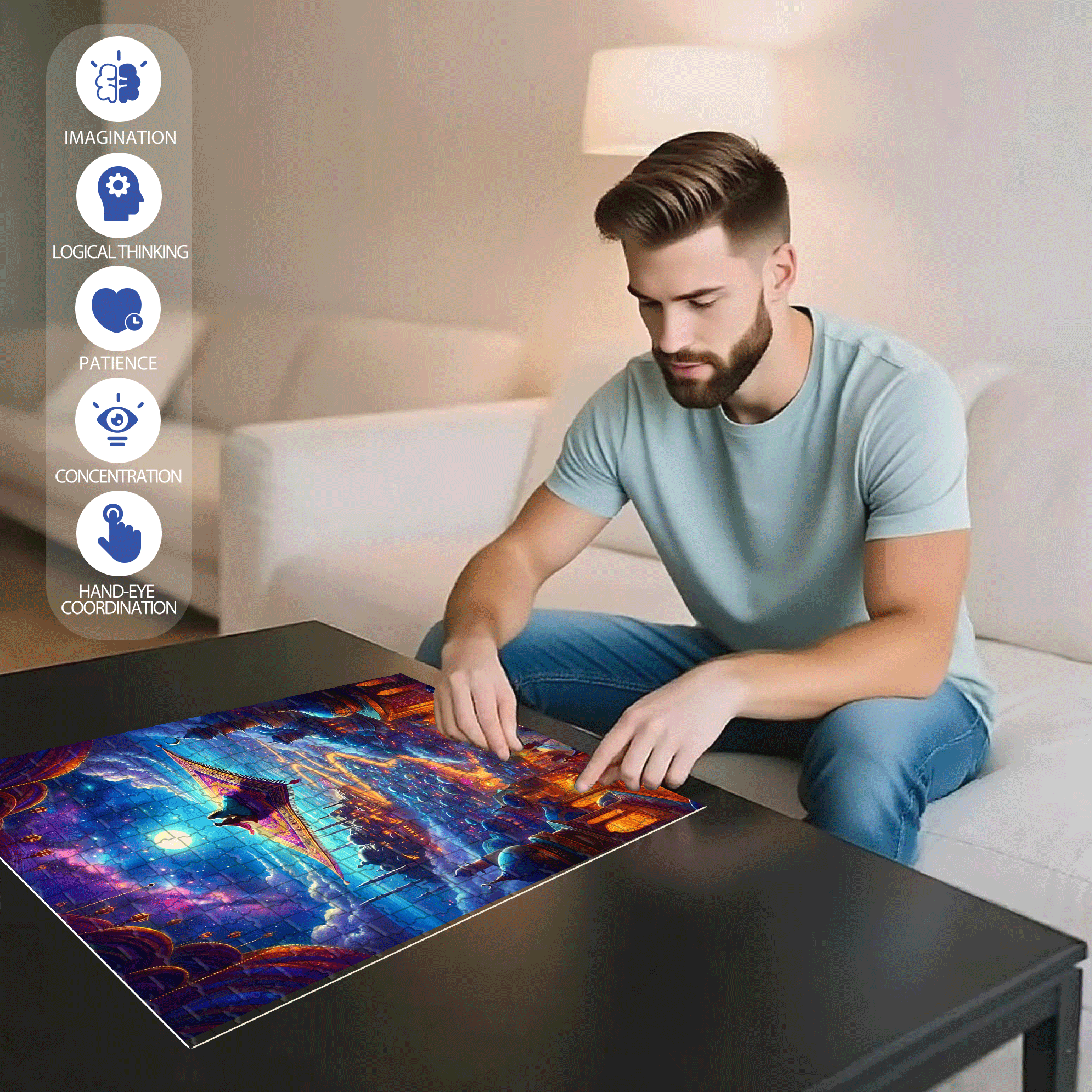 Princess Jasmine 500pcs/1000pcs Jigsaw Puzzle, Scratch-Resistant, Interactive Family Game & Brain-Boosting DIY Decor, Perfect for Halloween, Christmas & New Year Gifts, Family Puzzle Game