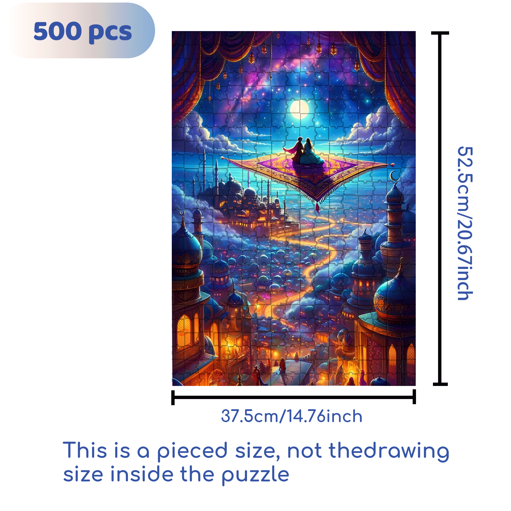 Princess Jasmine 500pcs/1000pcs Jigsaw Puzzle, Scratch-Resistant, Interactive Family Game & Brain-Boosting DIY Decor, Perfect for Halloween, Christmas & New Year Gifts, Family Puzzle Game