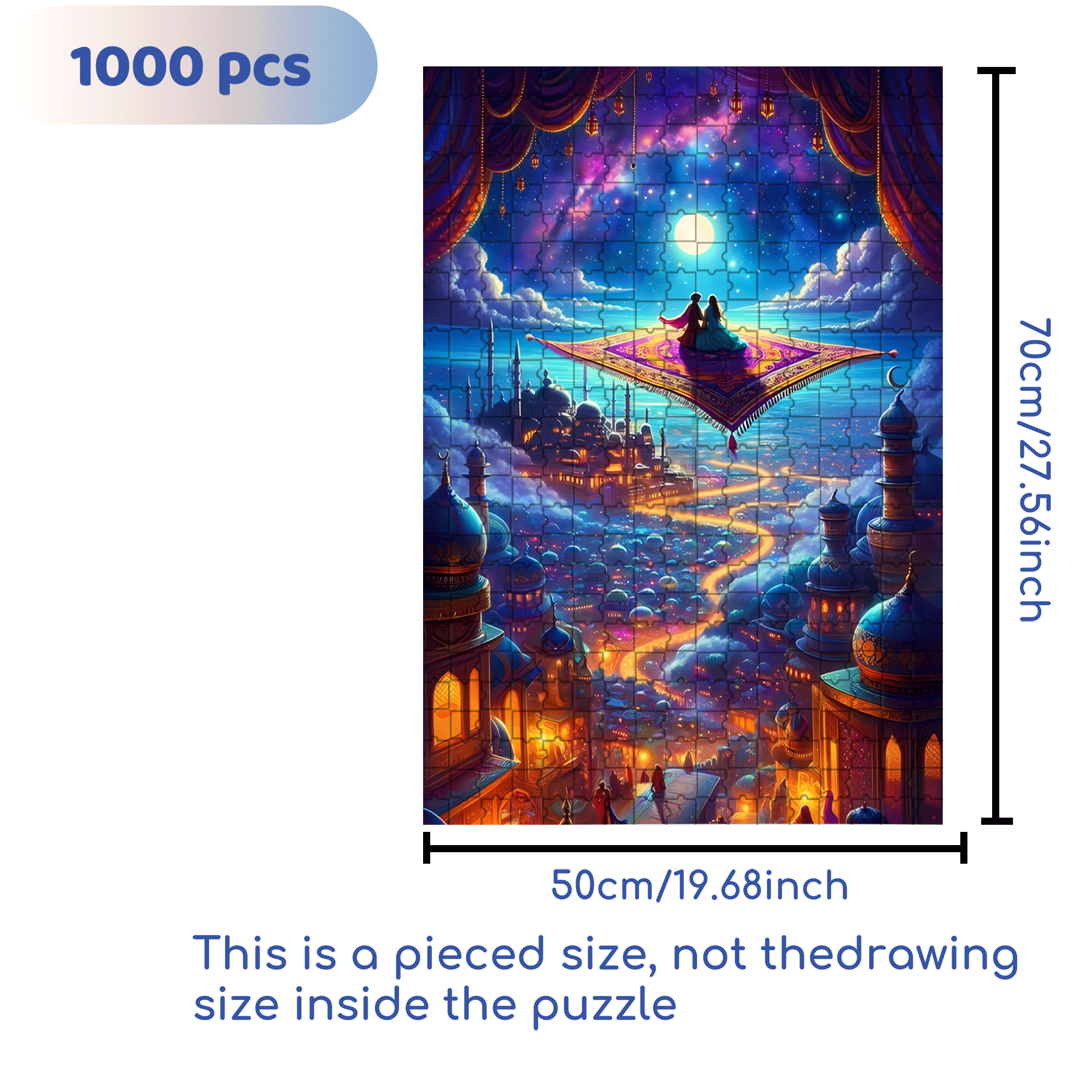 Princess Jasmine 500pcs/1000pcs Jigsaw Puzzle, Scratch-Resistant, Interactive Family Game & Brain-Boosting DIY Decor, Perfect for Halloween, Christmas & New Year Gifts, Family Puzzle Game