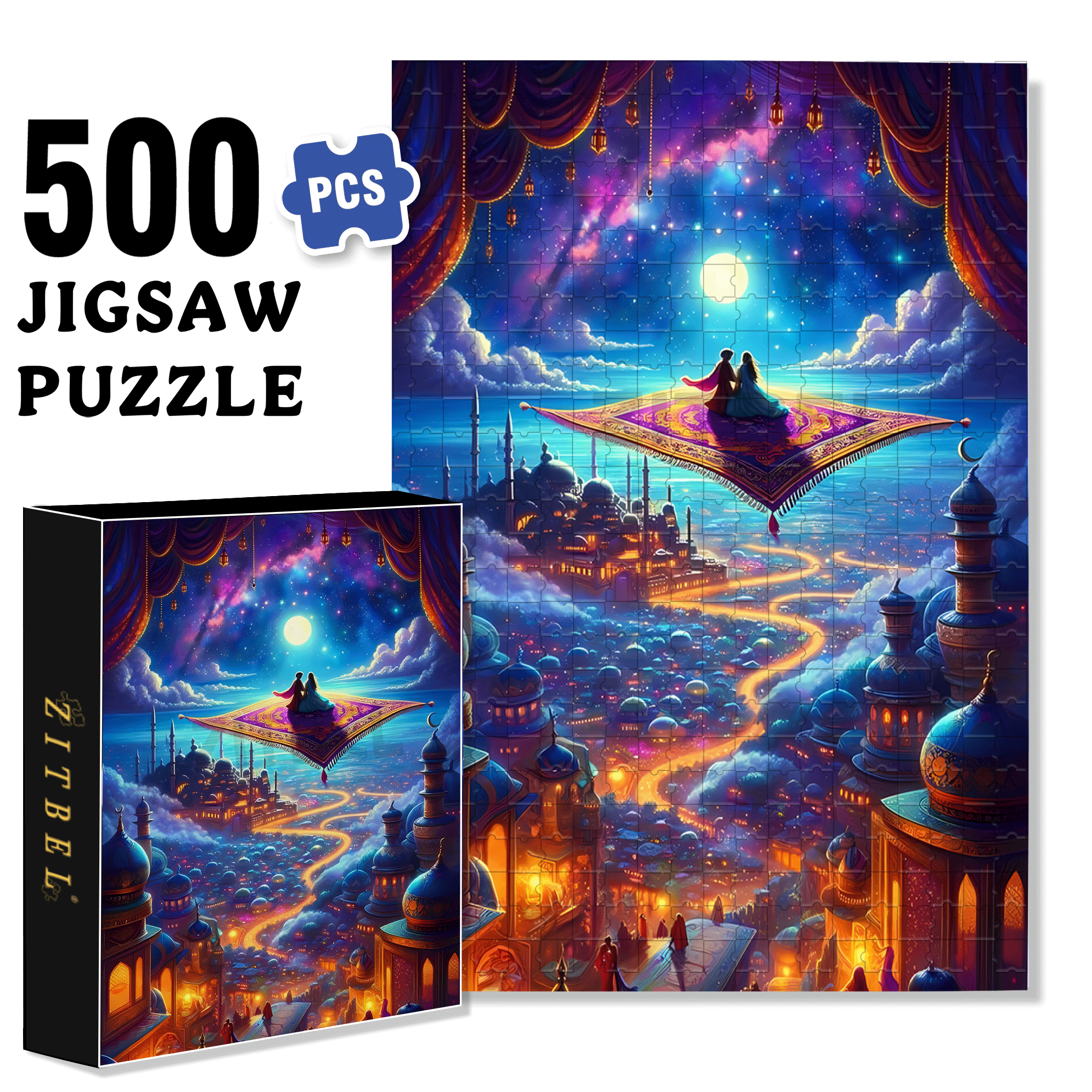 Princess Jasmine 500pcs/1000pcs Jigsaw Puzzle, Scratch-Resistant, Interactive Family Game & Brain-Boosting DIY Decor, Perfect for Halloween, Christmas & New Year Gifts, Family Puzzle Game