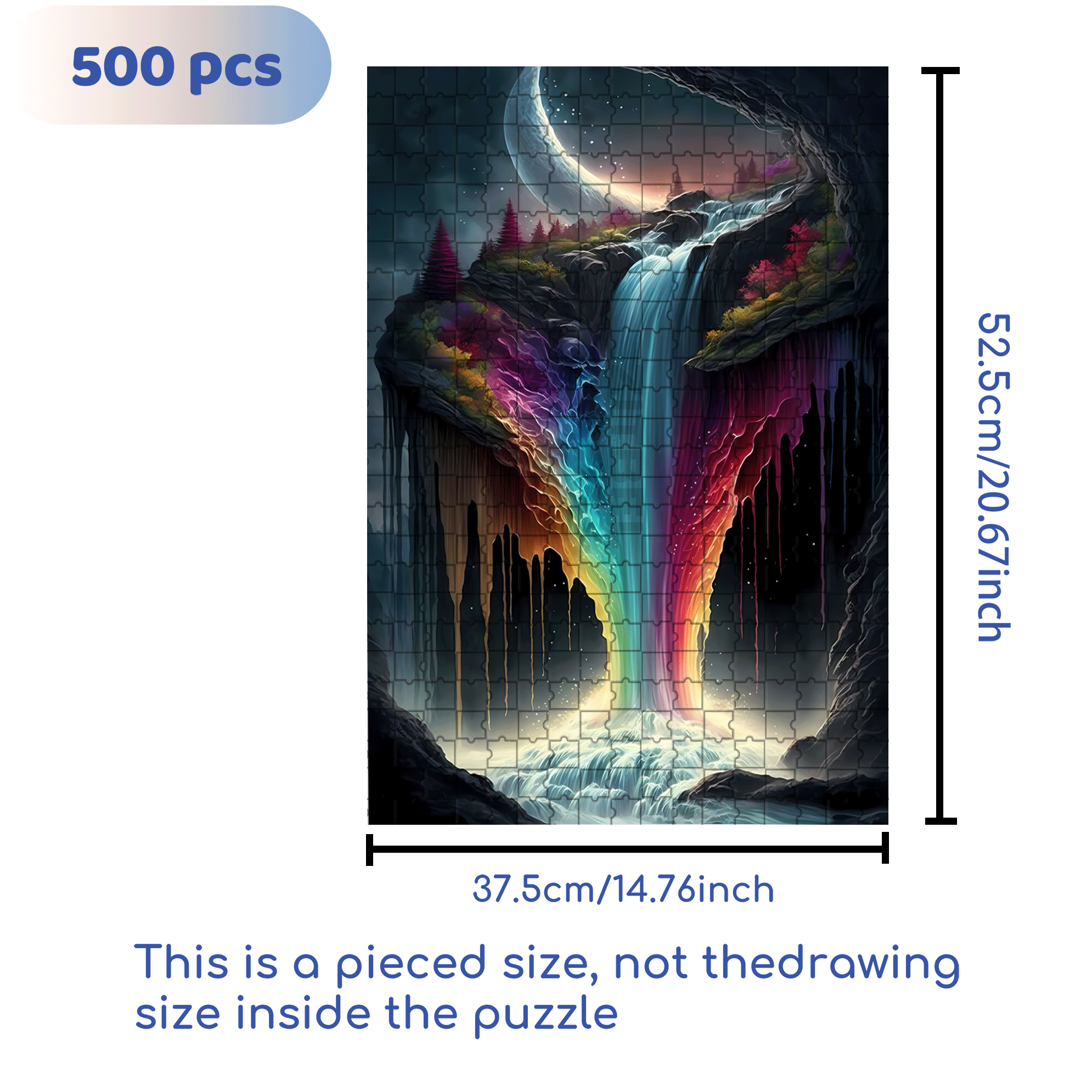 Rainbow Waterfall 500pcs/1000pcs Jigsaw Puzzle, Scratch-Resistant, Interactive Family Game & Brain-Boosting DIY Decor, Perfect for Halloween, Christmas & New Year Gifts, Family Puzzle Game