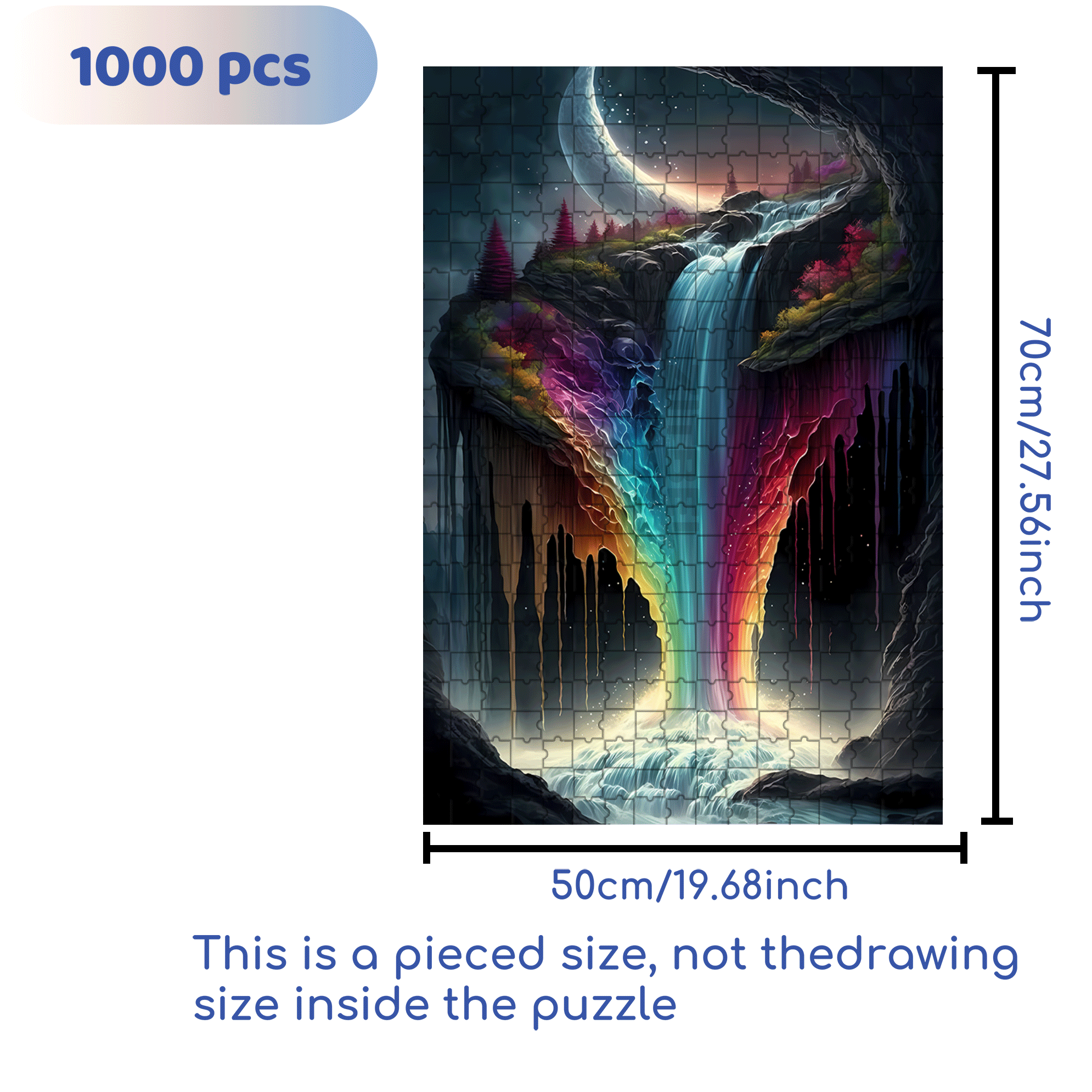 Rainbow Waterfall 500pcs/1000pcs Jigsaw Puzzle, Scratch-Resistant, Interactive Family Game & Brain-Boosting DIY Decor, Perfect for Halloween, Christmas & New Year Gifts, Family Puzzle Game