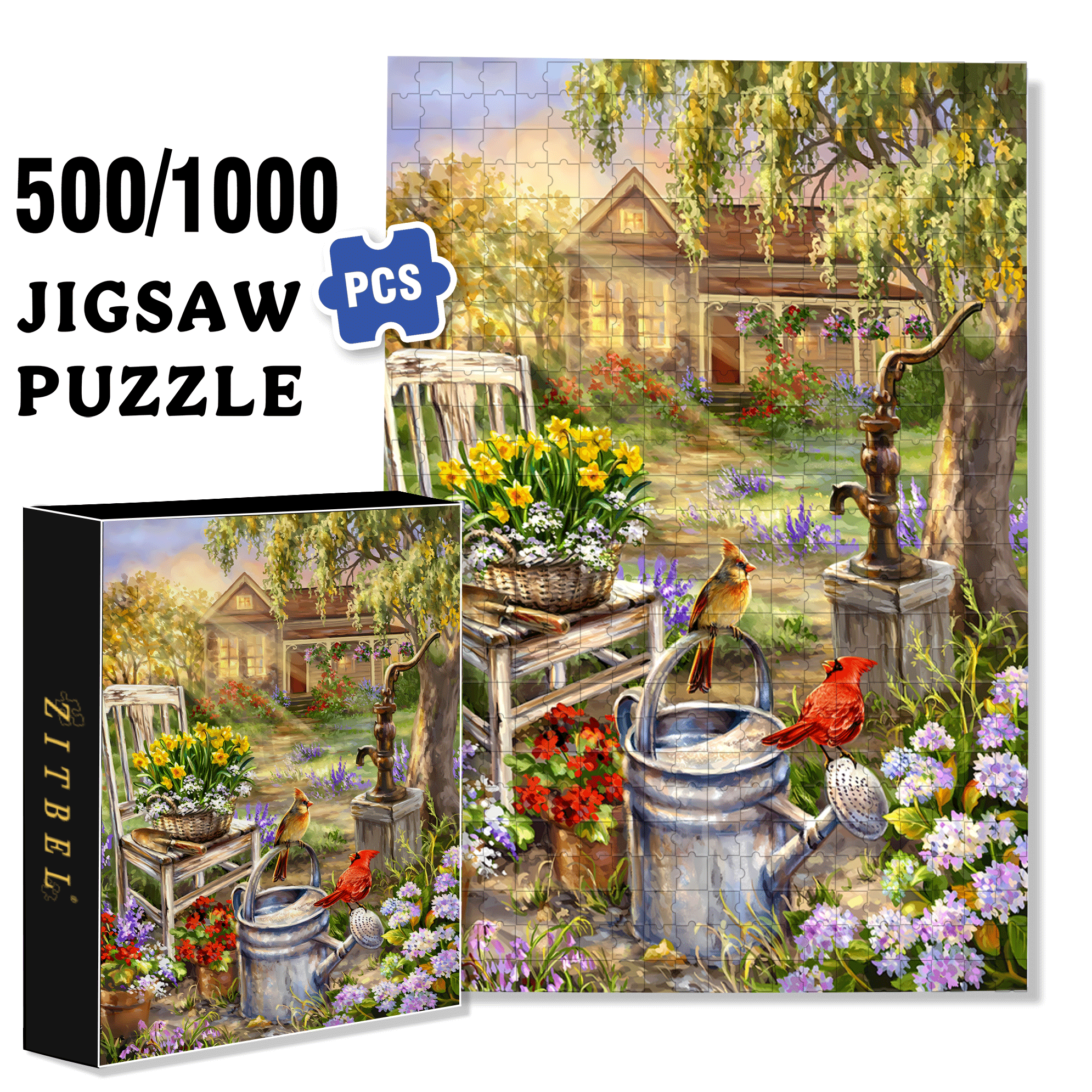 Spring Song 500pcs/1000pcs Jigsaw Puzzle, Scratch-Resistant, Interactive Family Game & Brain-Boosting DIY Decor, Perfect for Halloween, Christmas & New Year Gifts, Family Puzzle Game