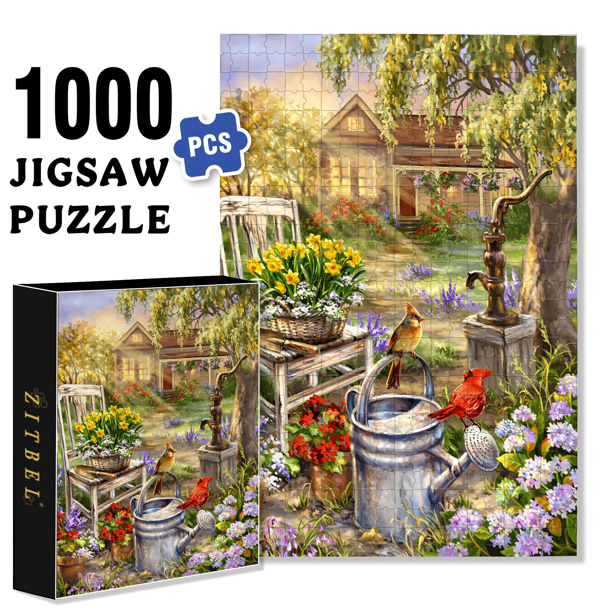 Spring Song 500pcs/1000pcs Jigsaw Puzzle, Scratch-Resistant, Interactive Family Game & Brain-Boosting DIY Decor, Perfect for Halloween, Christmas & New Year Gifts, Family Puzzle Game