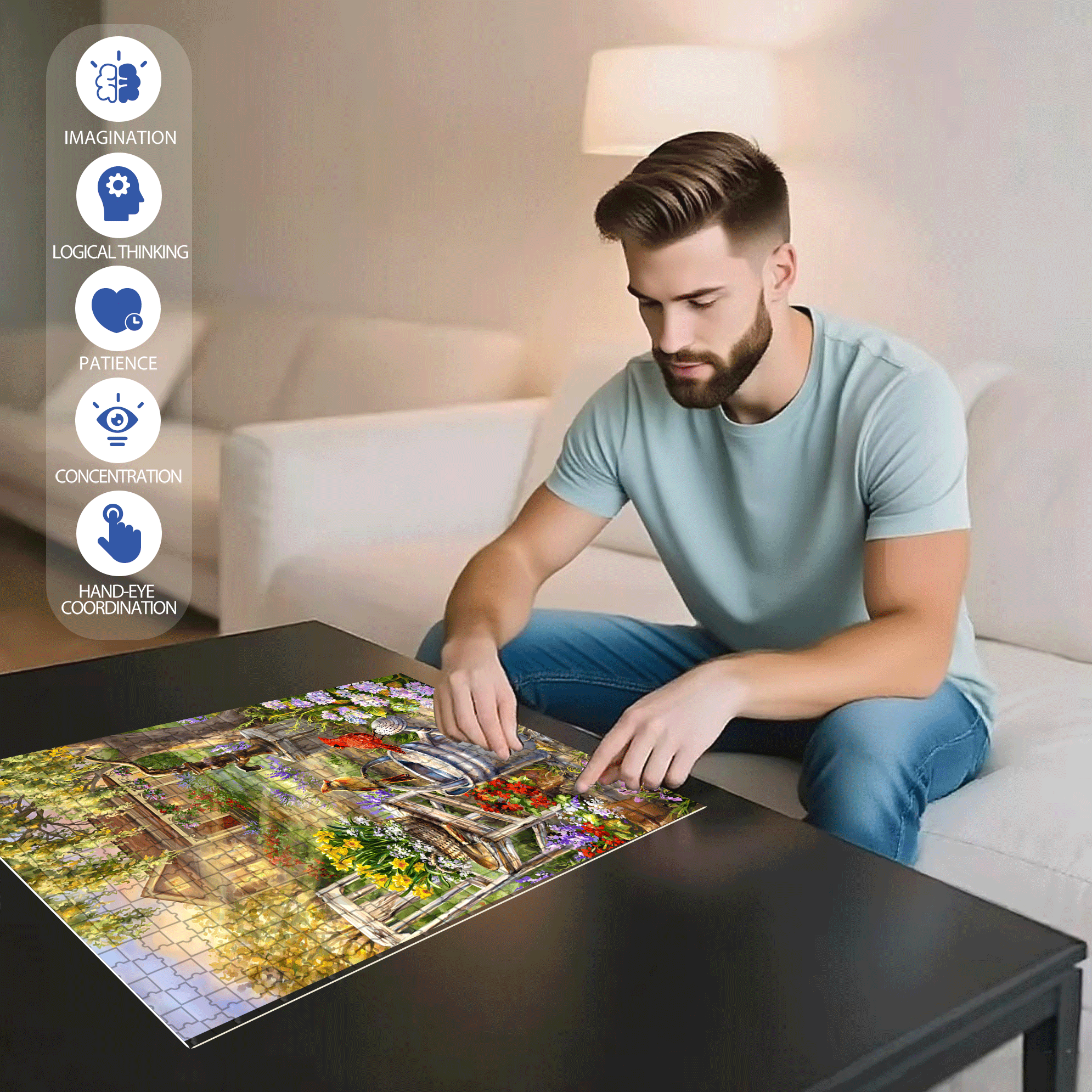 Spring Song 500pcs/1000pcs Jigsaw Puzzle, Scratch-Resistant, Interactive Family Game & Brain-Boosting DIY Decor, Perfect for Halloween, Christmas & New Year Gifts, Family Puzzle Game