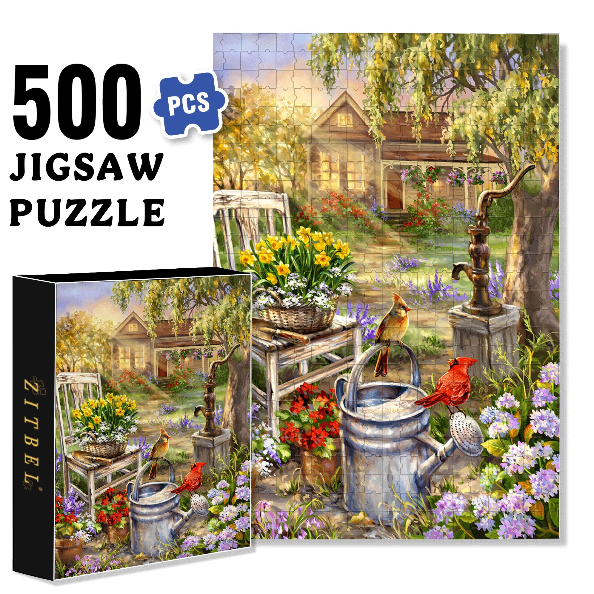 Spring Song 500pcs/1000pcs Jigsaw Puzzle, Scratch-Resistant, Interactive Family Game & Brain-Boosting DIY Decor, Perfect for Halloween, Christmas & New Year Gifts, Family Puzzle Game