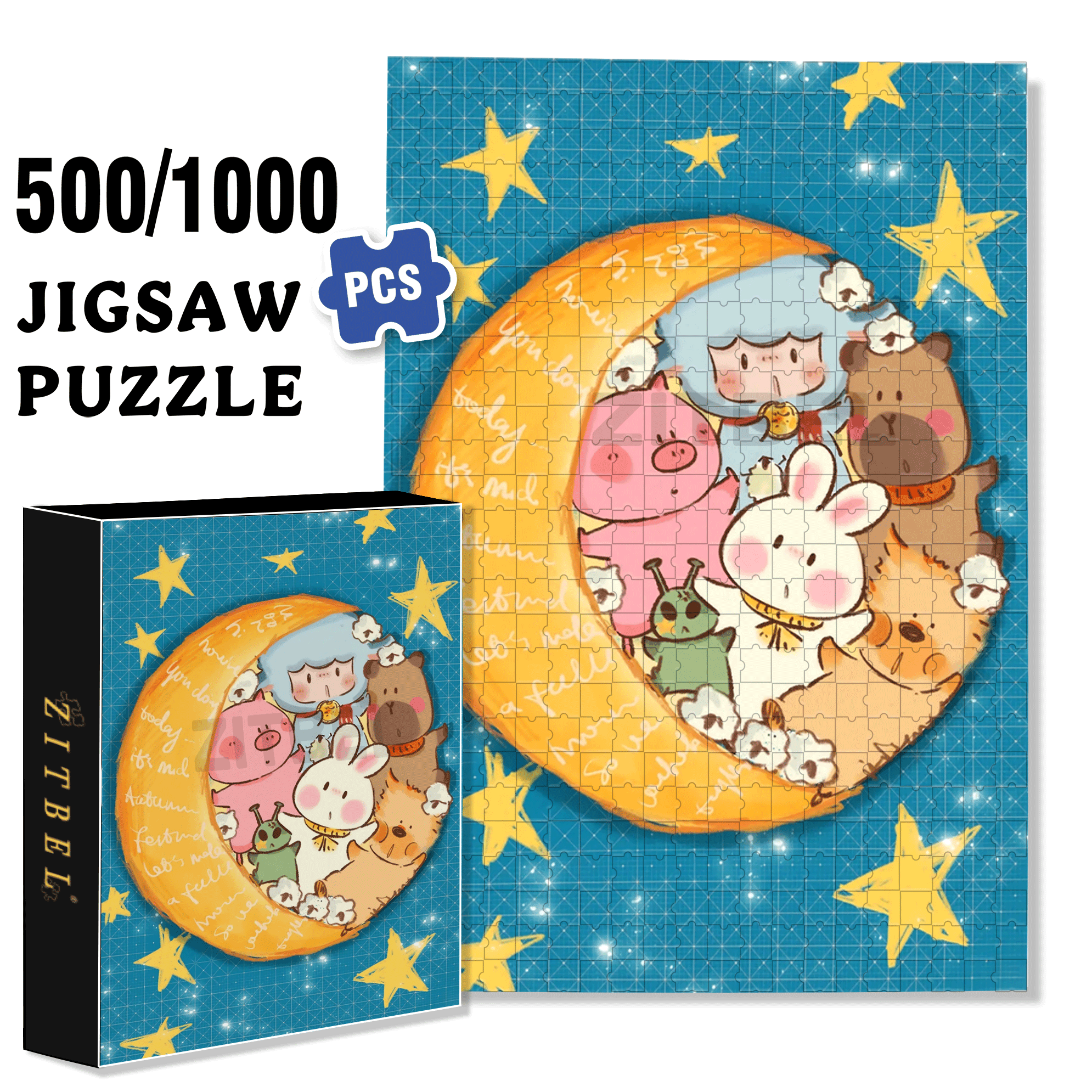 Squeezed Together 500pcs/1000pcs Jigsaw Puzzle, Scratch-Resistant, Interactive Family Game & Brain-Boosting DIY Decor, Perfect for Halloween, Christmas & New Year Gifts, Family Puzzle Game