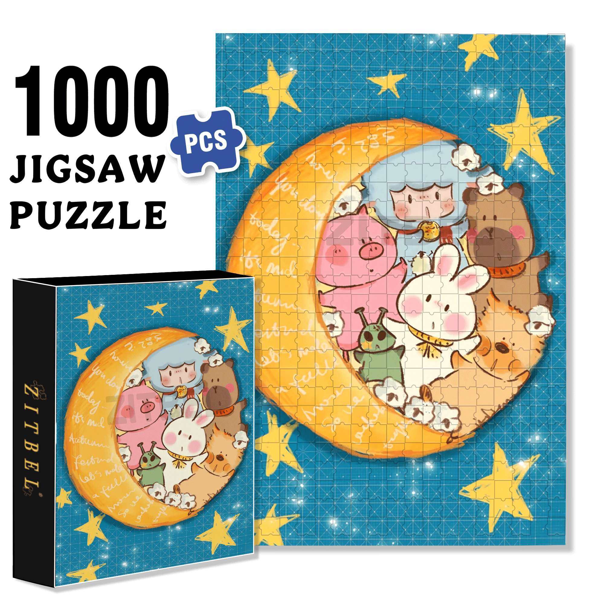 Squeezed Together 500pcs/1000pcs Jigsaw Puzzle, Scratch-Resistant, Interactive Family Game & Brain-Boosting DIY Decor, Perfect for Halloween, Christmas & New Year Gifts, Family Puzzle Game