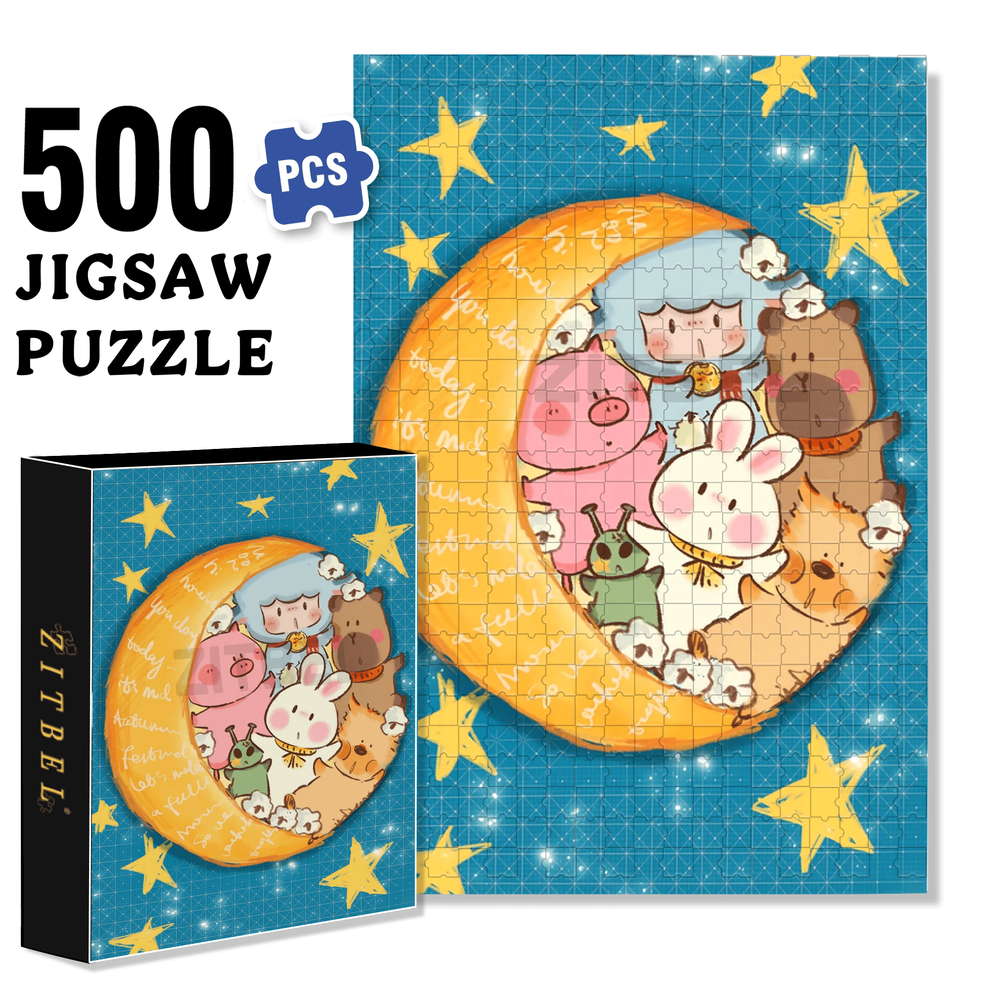 Squeezed Together 500pcs/1000pcs Jigsaw Puzzle, Scratch-Resistant, Interactive Family Game & Brain-Boosting DIY Decor, Perfect for Halloween, Christmas & New Year Gifts, Family Puzzle Game