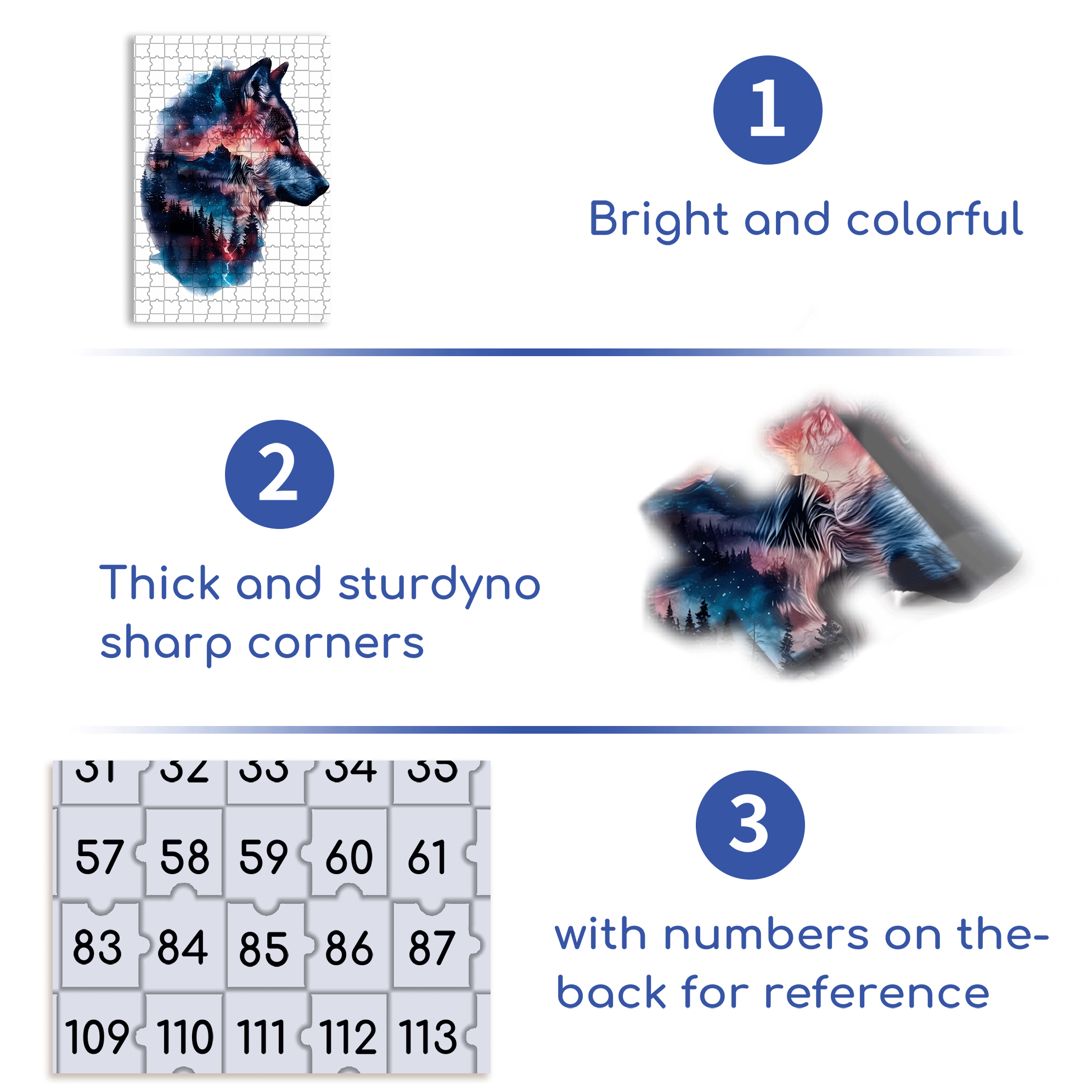 Starry Night Wolf & Galaxy 500pcs/1000pcs Jigsaw Puzzle, Scratch-Resistant, Interactive Family Game & Brain-Boosting DIY Decor, Perfect for Halloween, Christmas & New Year Gifts, Family Puzzle Game