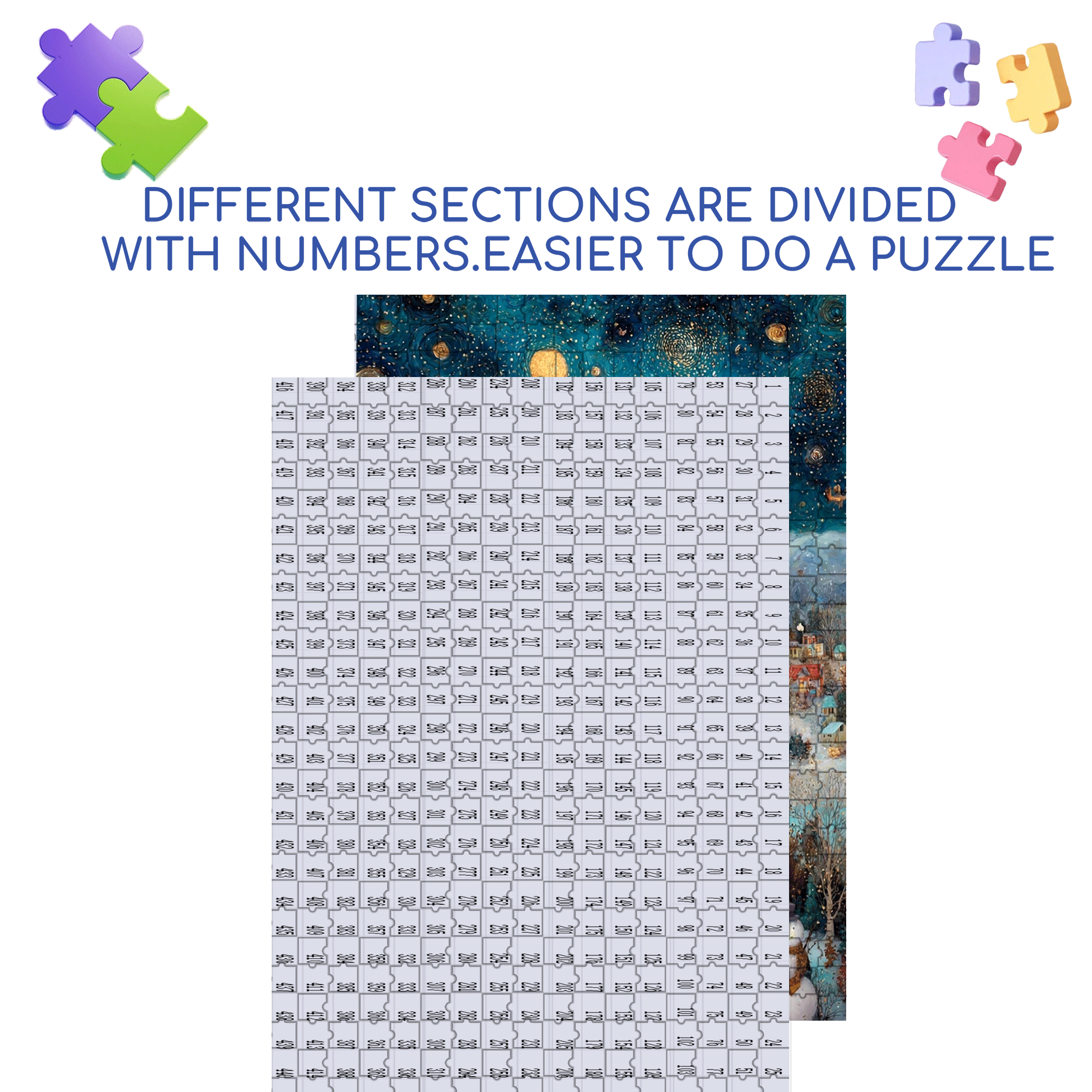 Starry Snow Night 500pcs/1000pcs Jigsaw Puzzle, Scratch-Resistant, Interactive Family Game & Brain-Boosting DIY Decor, Perfect for Halloween, Christmas & New Year Gifts, Family Puzzle Game