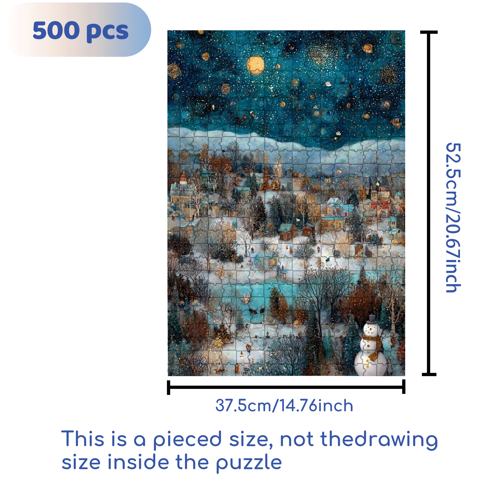 Starry Snow Night 500pcs/1000pcs Jigsaw Puzzle, Scratch-Resistant, Interactive Family Game & Brain-Boosting DIY Decor, Perfect for Halloween, Christmas & New Year Gifts, Family Puzzle Game