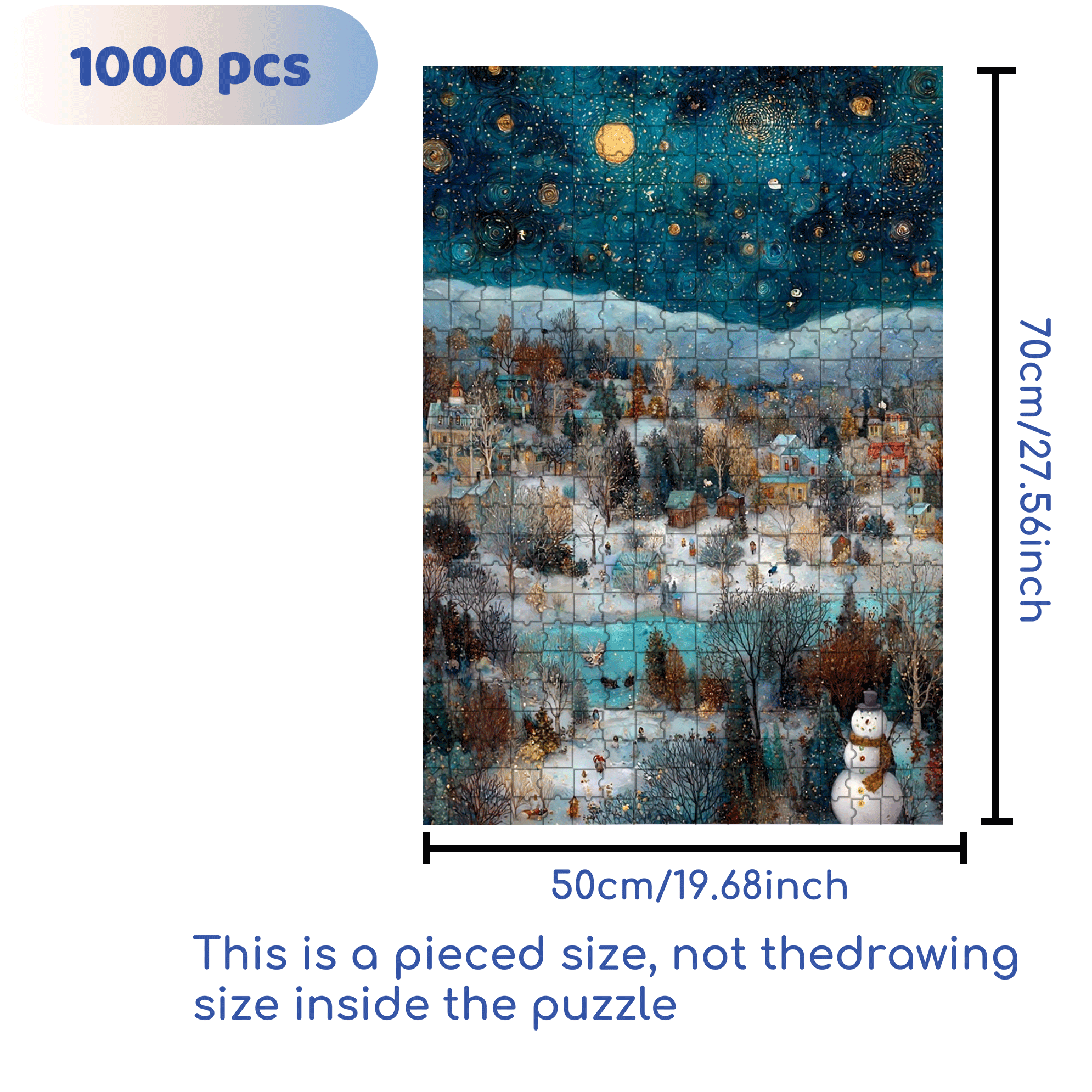 Starry Snow Night 500pcs/1000pcs Jigsaw Puzzle, Scratch-Resistant, Interactive Family Game & Brain-Boosting DIY Decor, Perfect for Halloween, Christmas & New Year Gifts, Family Puzzle Game