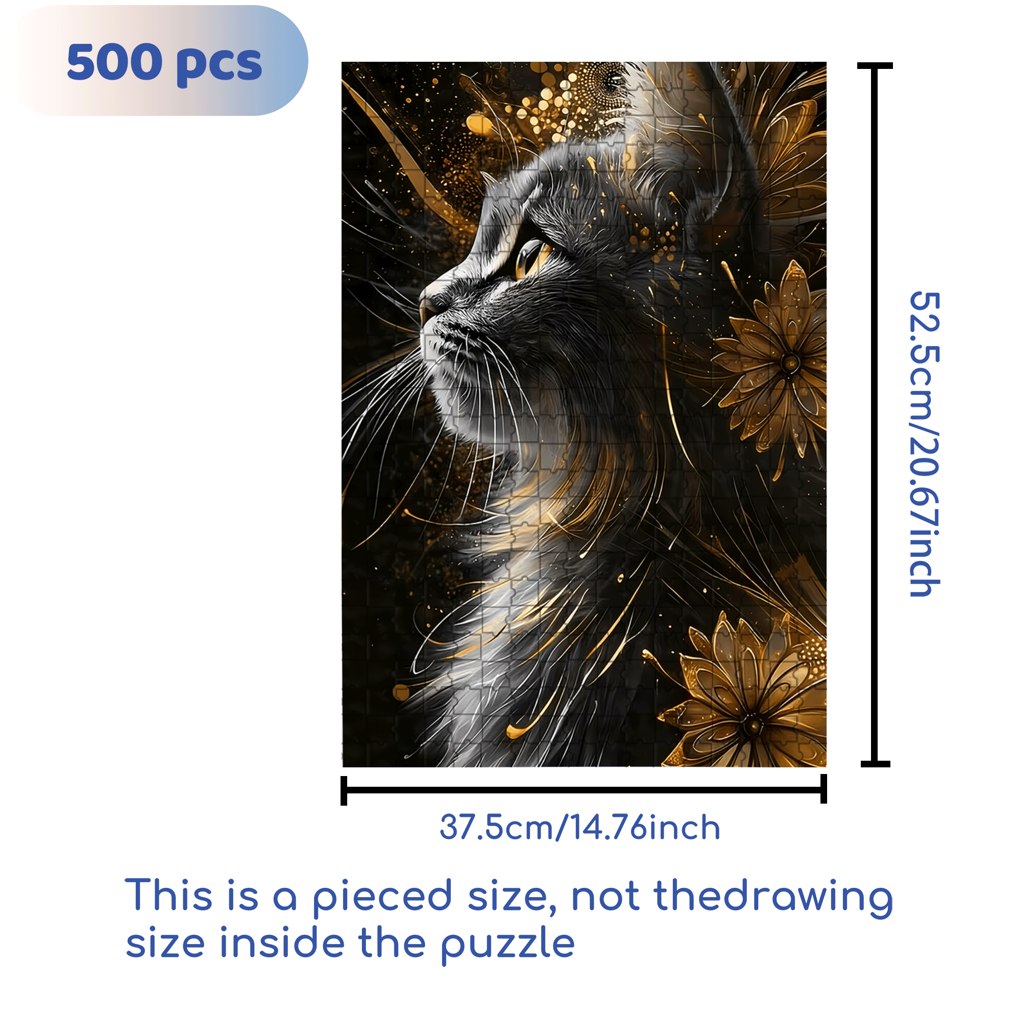 The Cat's Profile 500pcs/1000pcs Jigsaw Puzzle, Scratch-Resistant, Interactive Family Game & Brain-Boosting DIY Decor, Perfect for Halloween, Christmas & New Year Gifts, Family Puzzle Game