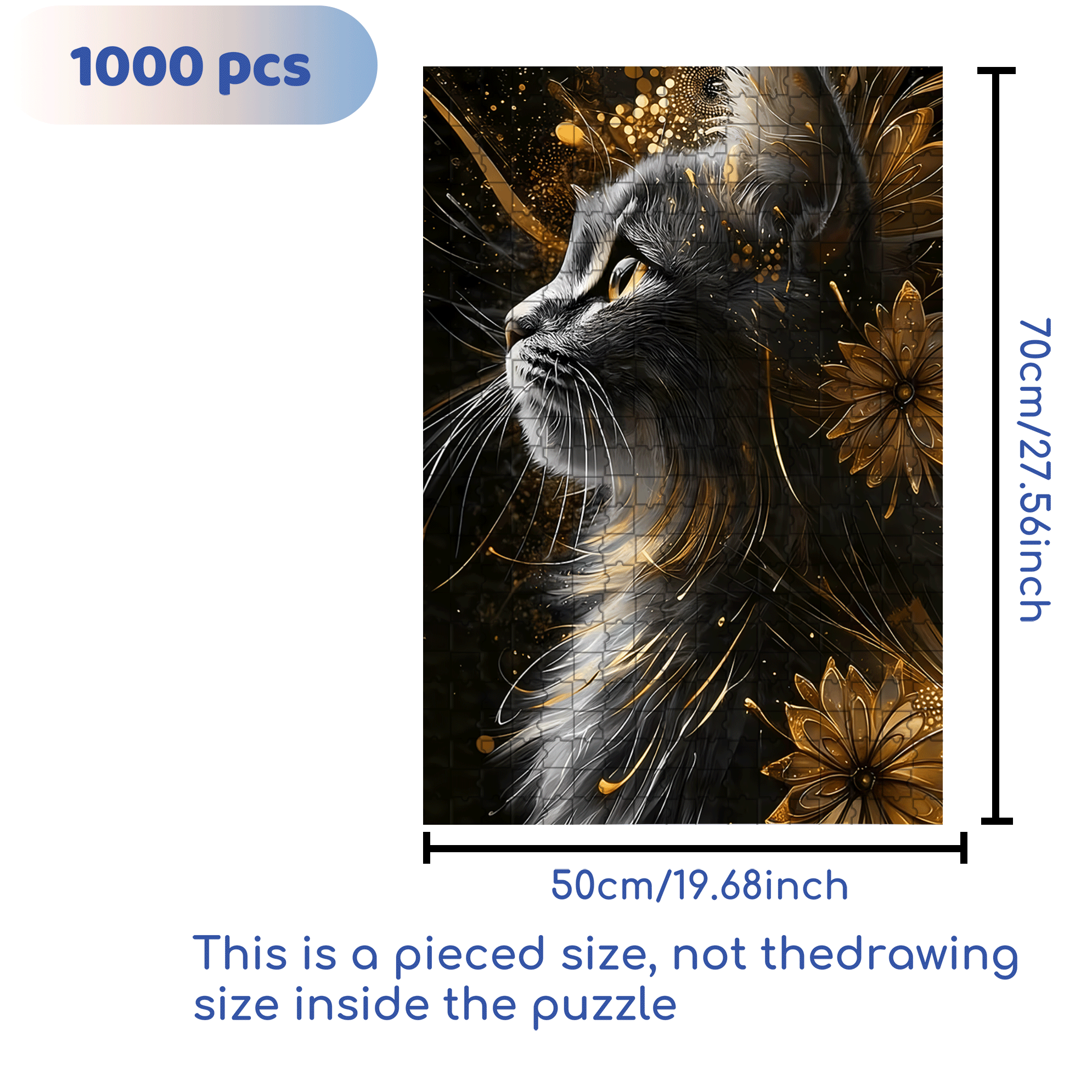 The Cat's Profile 500pcs/1000pcs Jigsaw Puzzle, Scratch-Resistant, Interactive Family Game & Brain-Boosting DIY Decor, Perfect for Halloween, Christmas & New Year Gifts, Family Puzzle Game