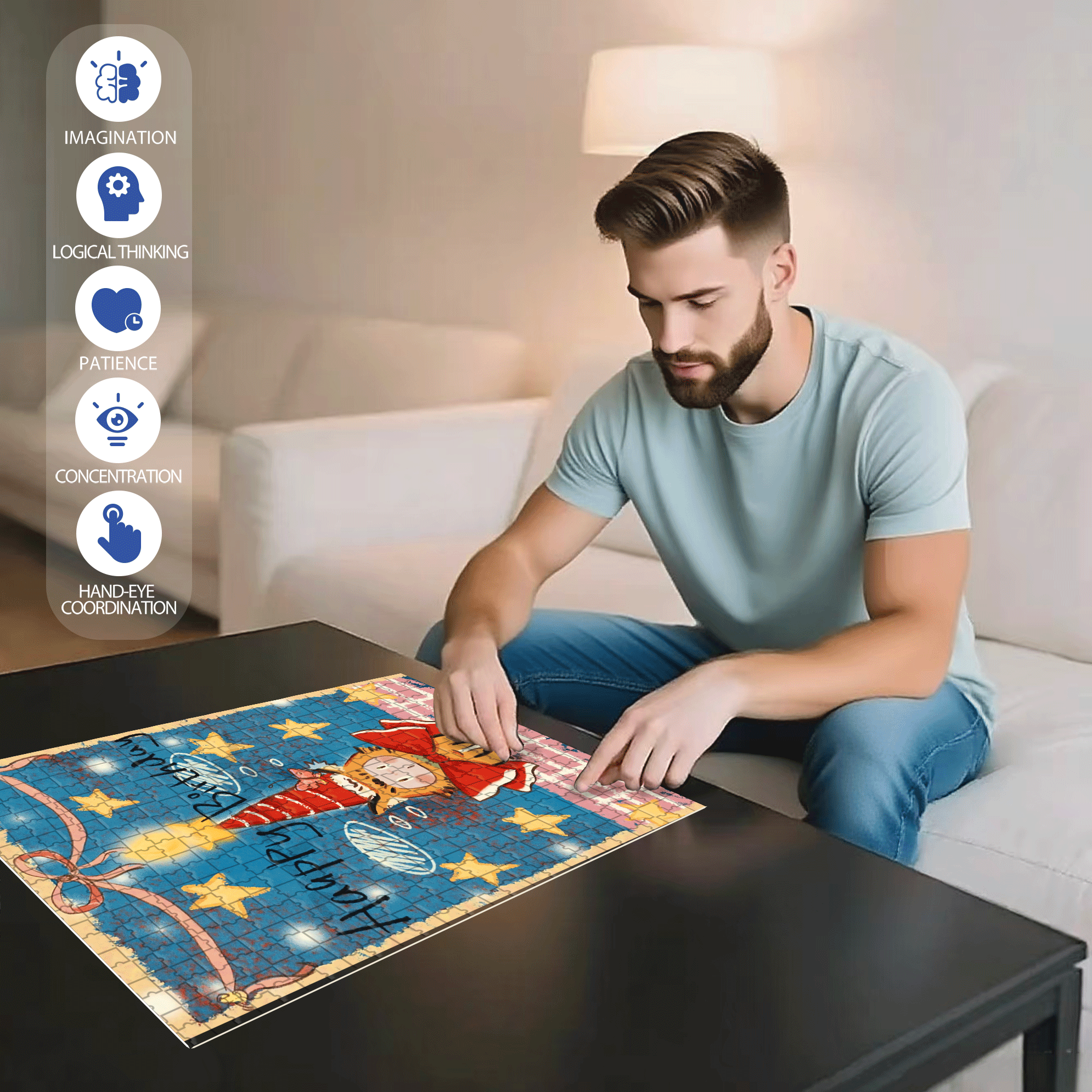 The Child's Big Day 500pcs/1000pcs Jigsaw Puzzle, Scratch-Resistant, Interactive Family Game & Brain-Boosting DIY Decor, Perfect for Halloween, Christmas & New Year Gifts, Family Puzzle Game
