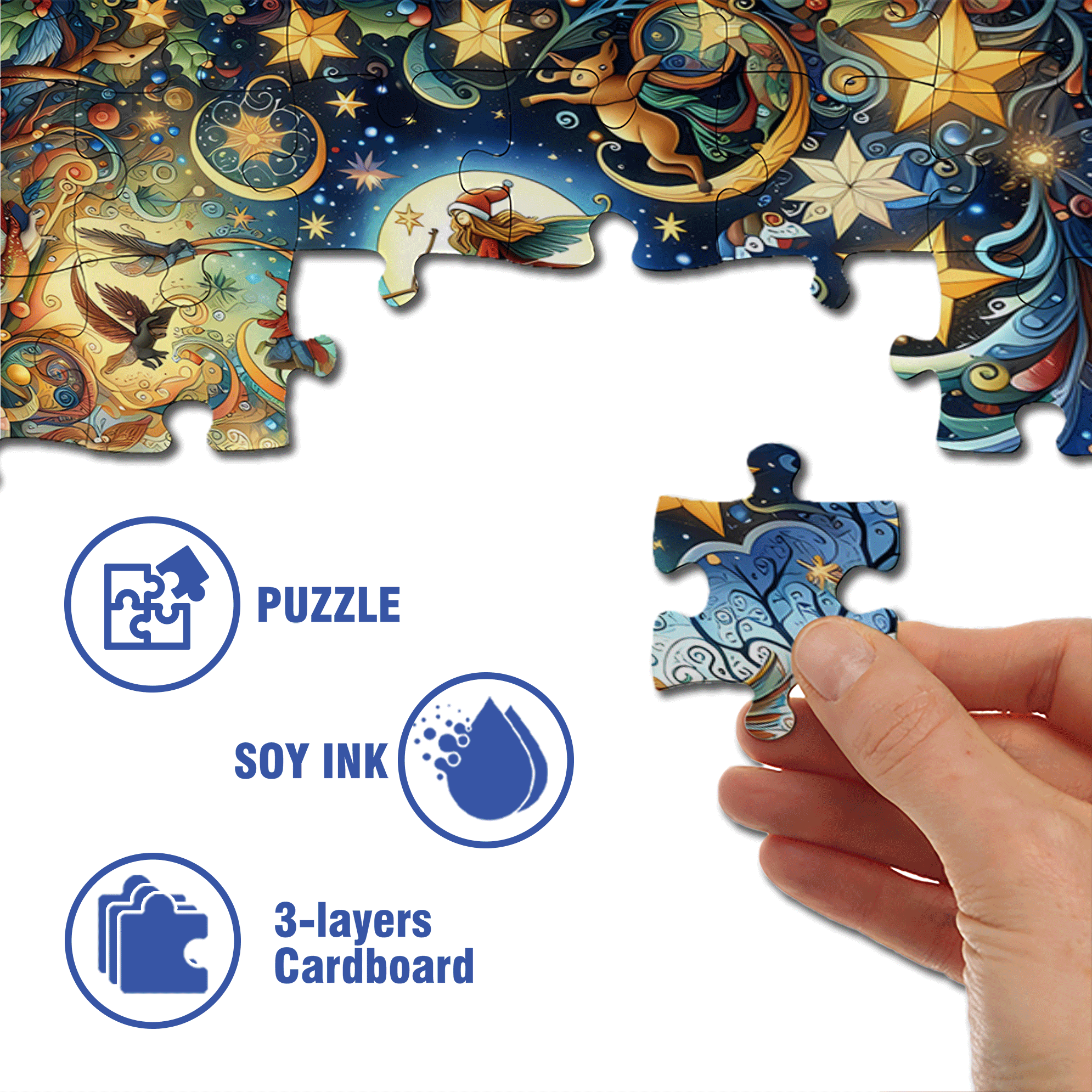 The Christmas Stars 500pcs/1000pcs Jigsaw Puzzle, Scratch-Resistant, Interactive Family Game & Brain-Boosting DIY Decor, Perfect for Halloween, Christmas & New Year Gifts, Family Puzzle Game