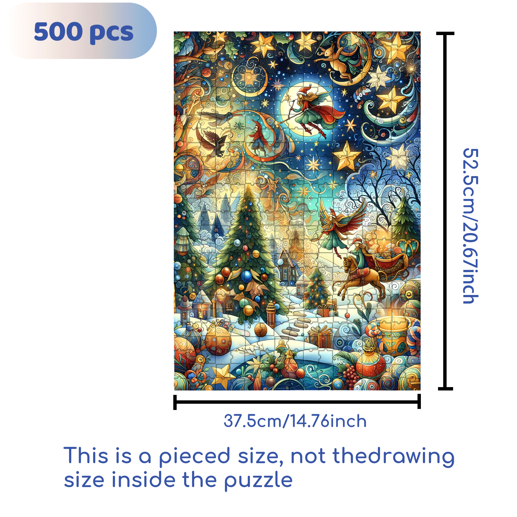 The Christmas Stars 500pcs/1000pcs Jigsaw Puzzle, Scratch-Resistant, Interactive Family Game & Brain-Boosting DIY Decor, Perfect for Halloween, Christmas & New Year Gifts, Family Puzzle Game