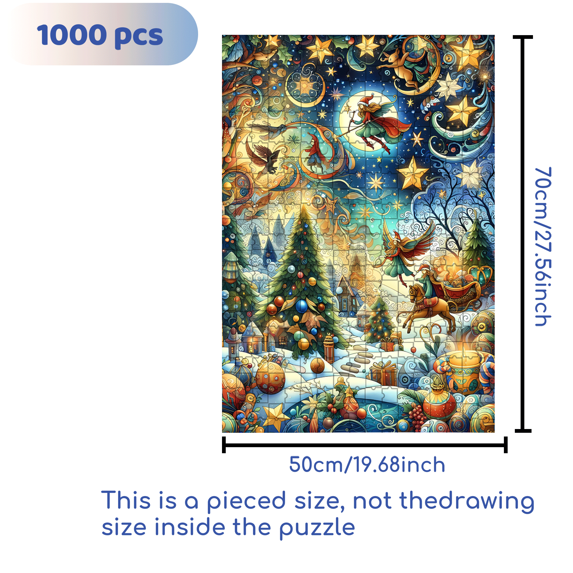 The Christmas Stars 500pcs/1000pcs Jigsaw Puzzle, Scratch-Resistant, Interactive Family Game & Brain-Boosting DIY Decor, Perfect for Halloween, Christmas & New Year Gifts, Family Puzzle Game