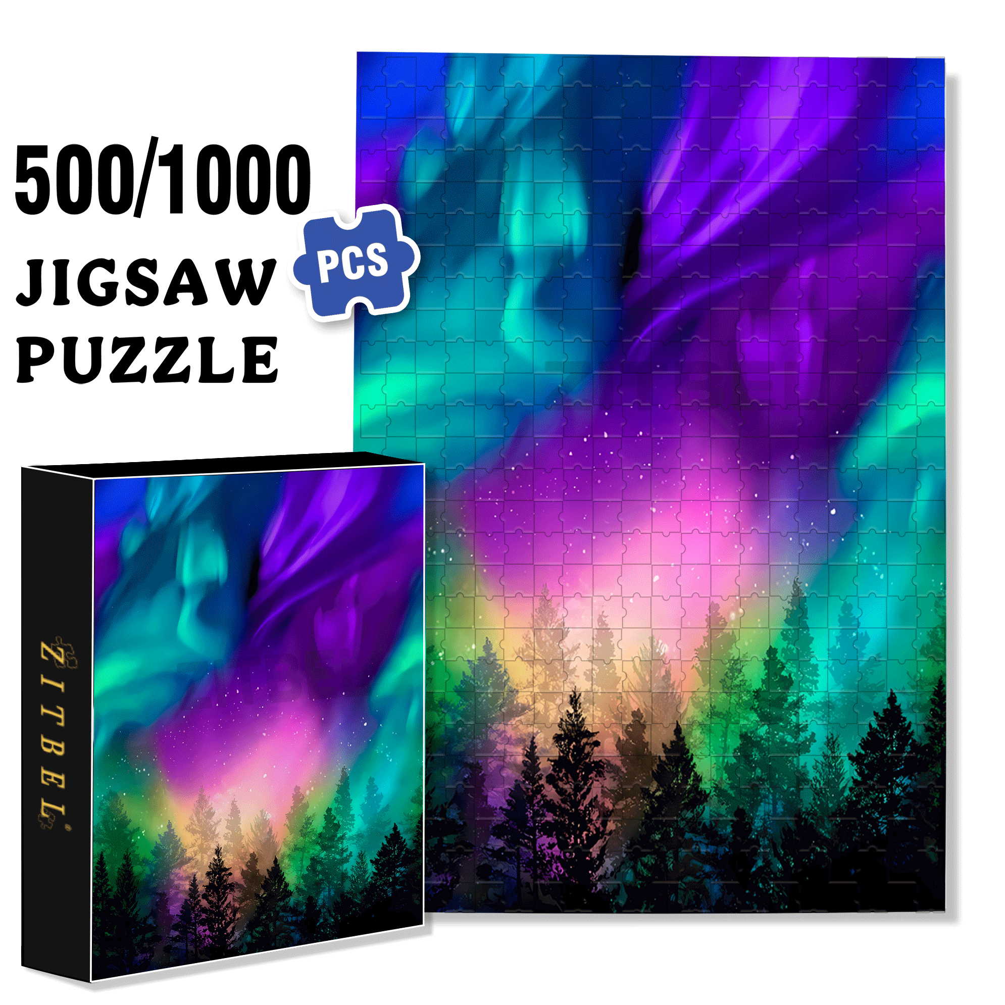 Timeless Treasures Aurora 500pcs/1000pcs Jigsaw Puzzle, Scratch-Resistant, Interactive Family Game & Brain-Boosting DIY Decor, Perfect for Halloween, Christmas & New Year Gifts, Family Puzzle Game