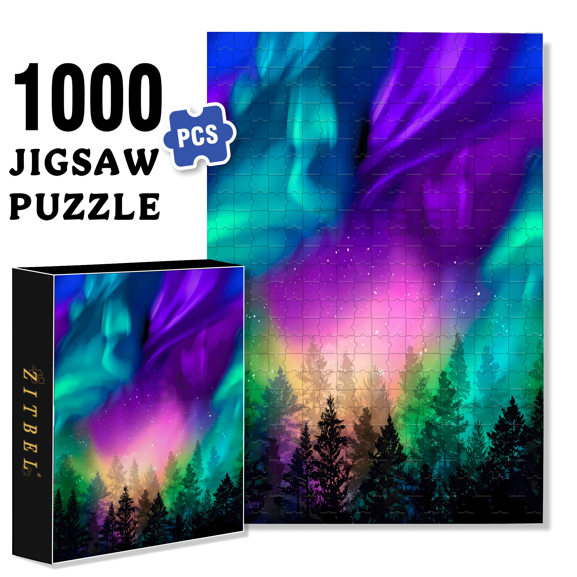 Timeless Treasures Aurora 500pcs/1000pcs Jigsaw Puzzle, Scratch-Resistant, Interactive Family Game & Brain-Boosting DIY Decor, Perfect for Halloween, Christmas & New Year Gifts, Family Puzzle Game